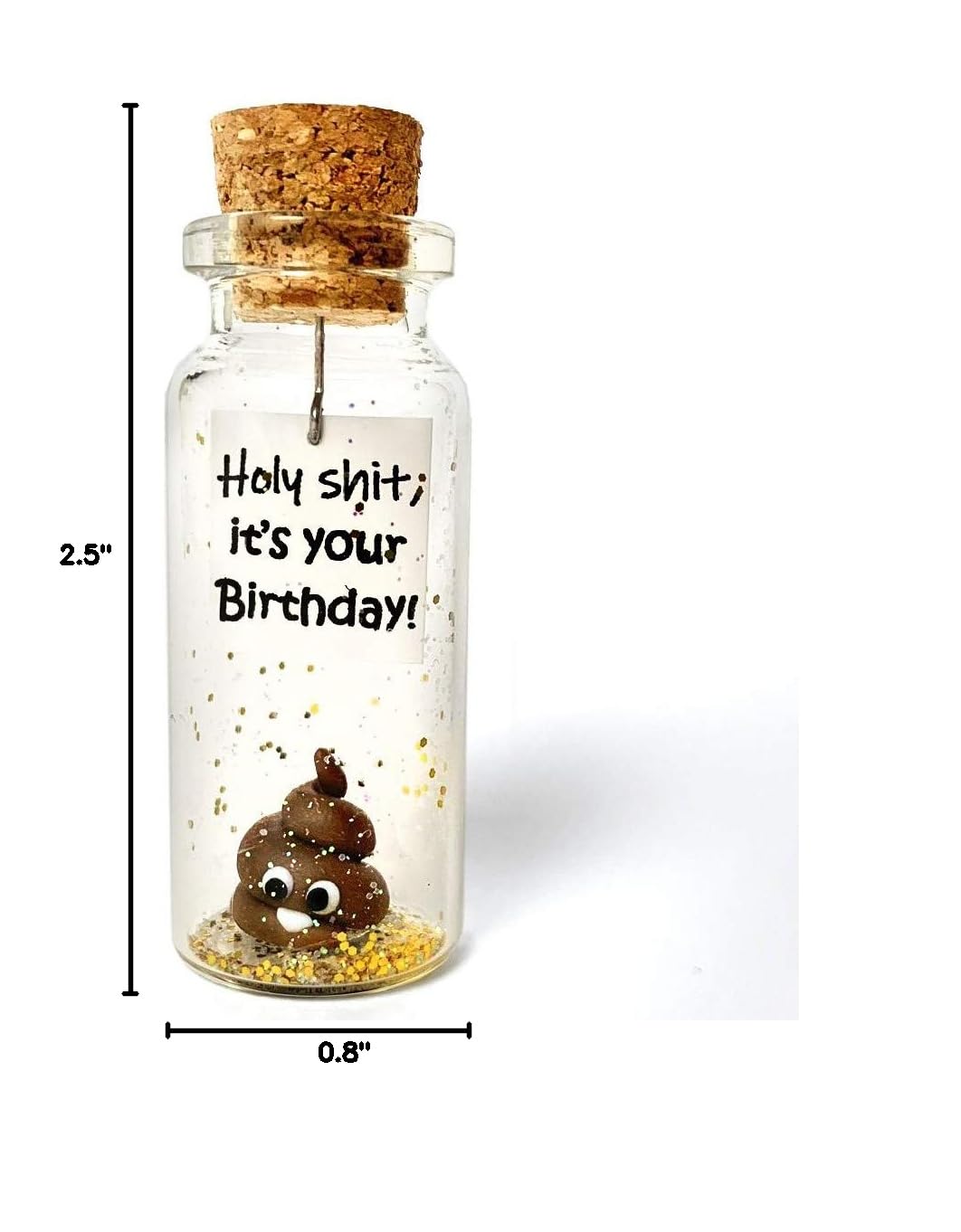 Funny Message in a Bottle Birthday Gift - Unique Classy Present for Men & Women | Cute Decorative Bottle with Brown Poop Design | Perfect for Birthday Parties, Office Gifts & Surprise Celebrations