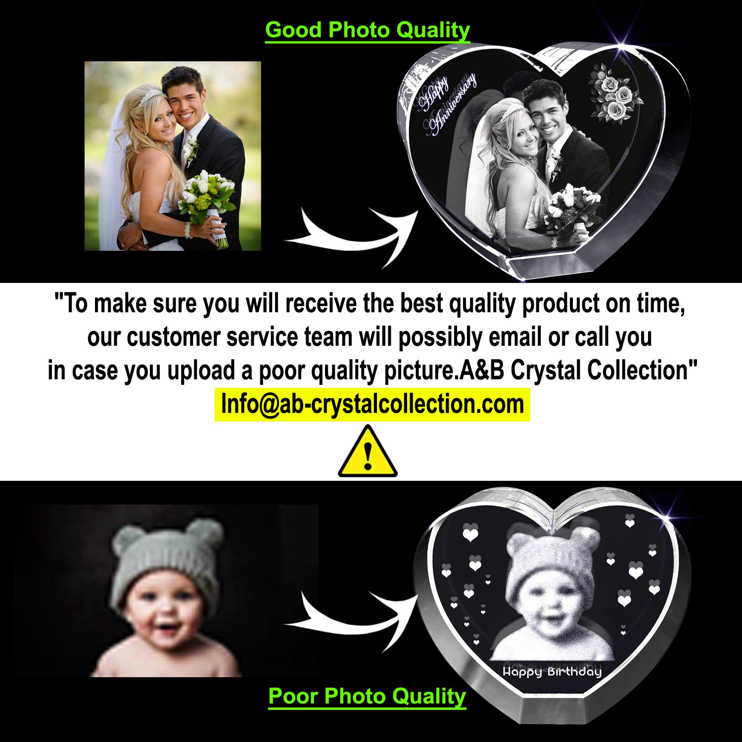 Personalized 3D Engraved Crystal Photo Gift for Birthday - XL Rectangle (4 x 6 x 3 inches) - Perfect for Anniversary, Wedding, Graduation & Special Occasions