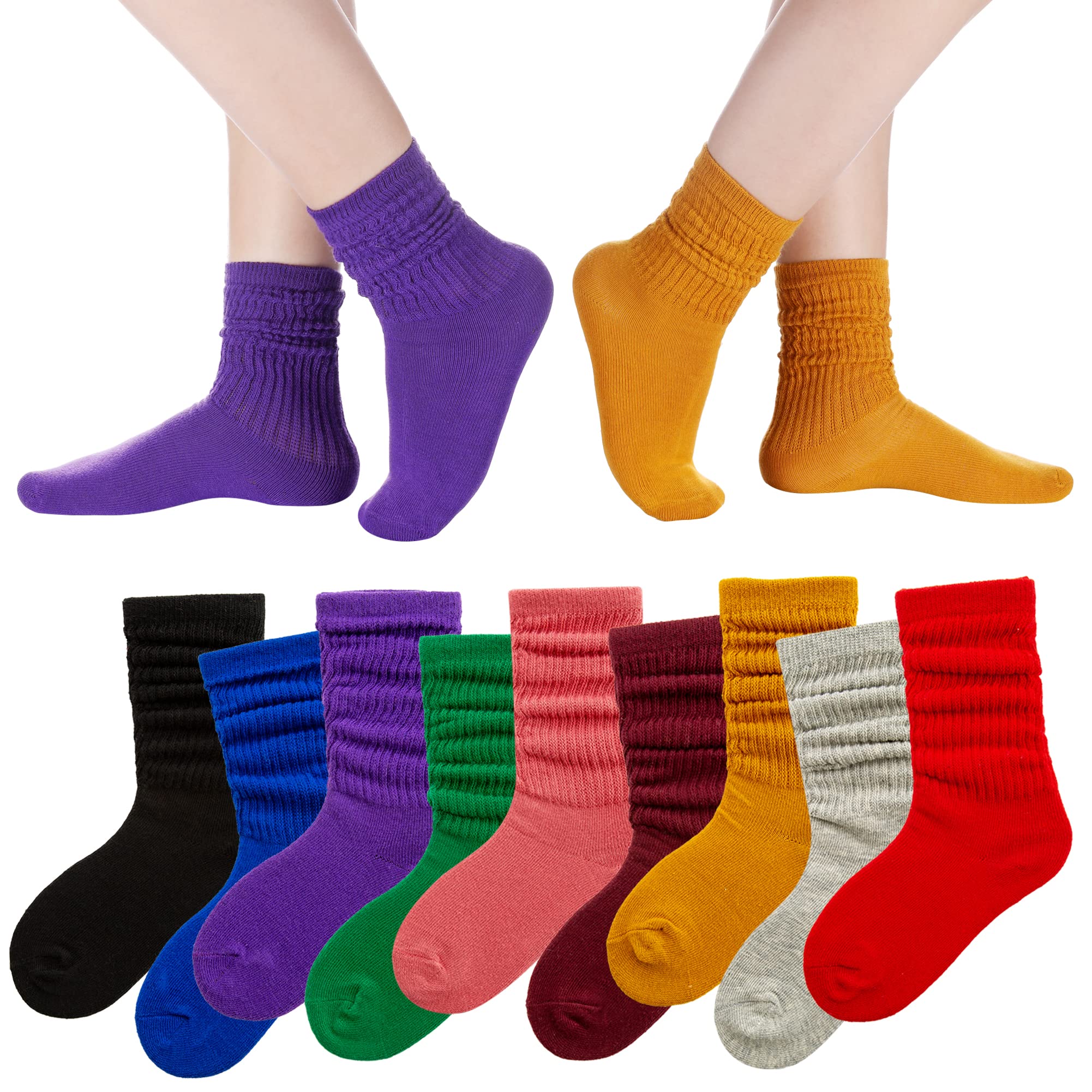 **Boys Girls Athletic Crew Socks - 6 Pairs Cotton School Uniform & Casual Socks for Kids - Perfect for Sports, School & Everyday Wear**