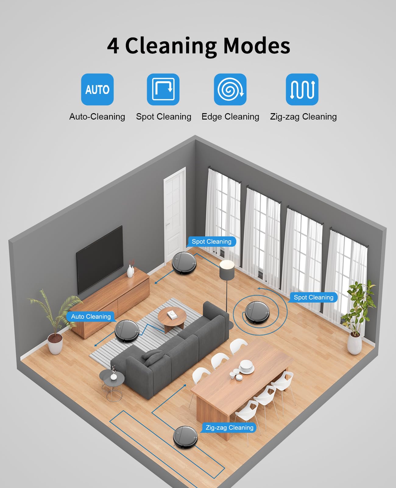 Smart 2-in-1 Robot Vacuum & Mop - WiFi/App Control for Hard Floors & Pet Hair