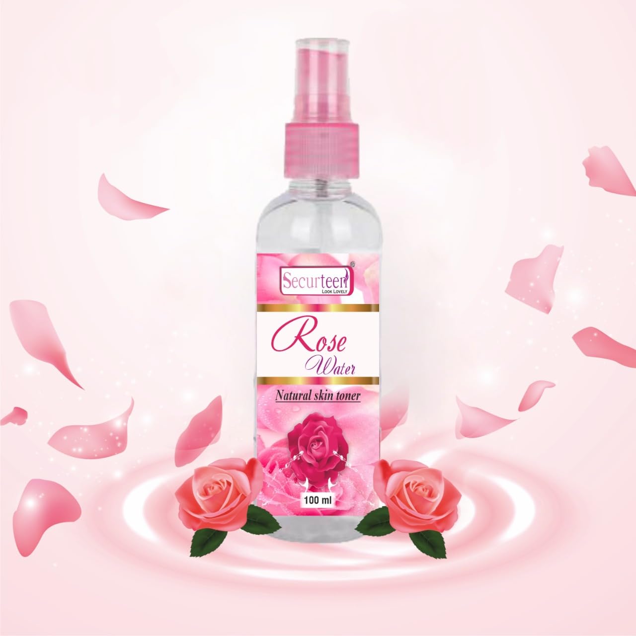 Securteen Rose Water Facial Cleanser - Hydrating & Brightening Face Wash for Glowing Skin | 100ml, Pack of 1 | Perfect for Daily Skincare Routine & Makeup Removal