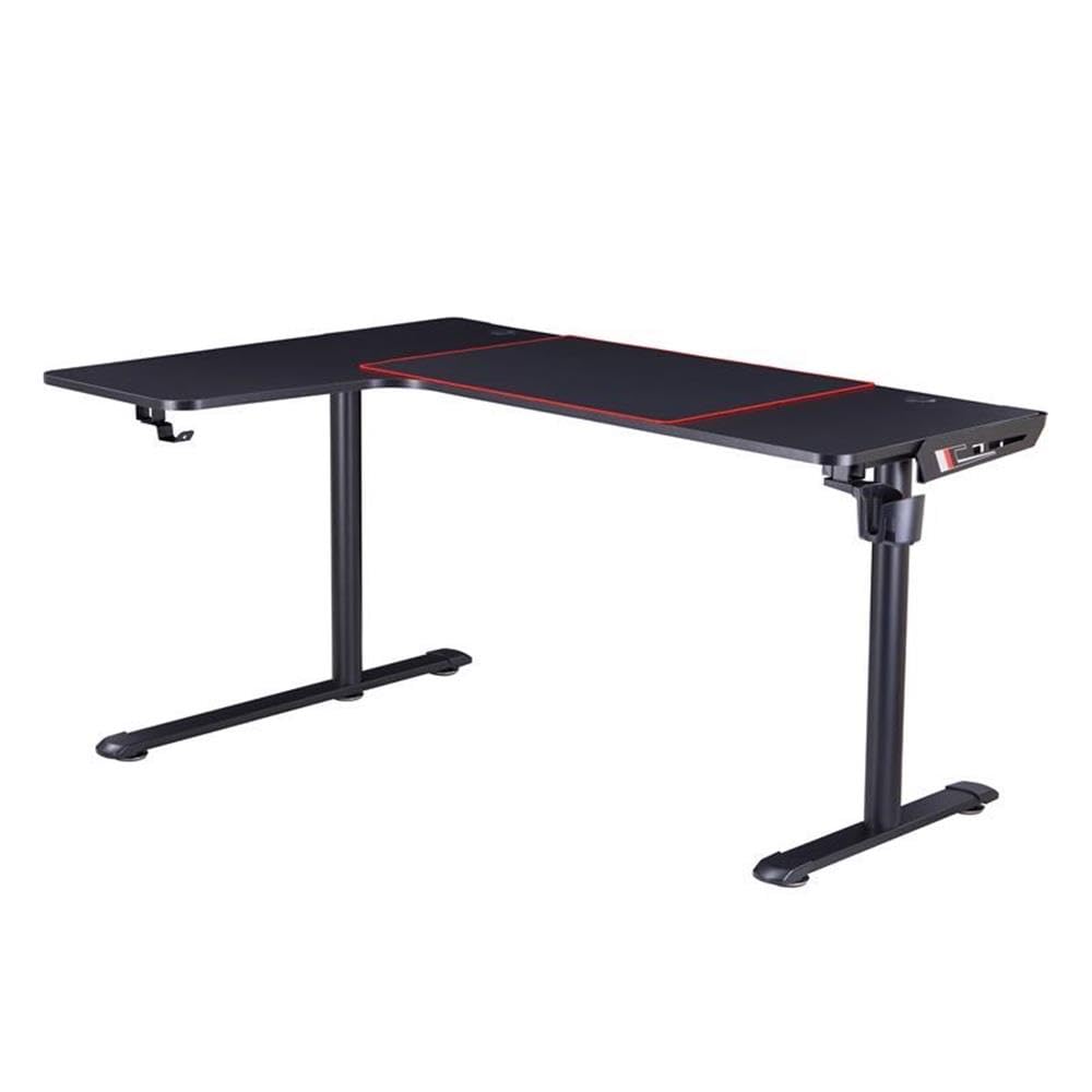 UrbanPro Modern Metal Gaming Desk with Built-in USB Outlets & Power Strip - Black Ergonomic Computer Desk for Home Office & Gaming Setup
