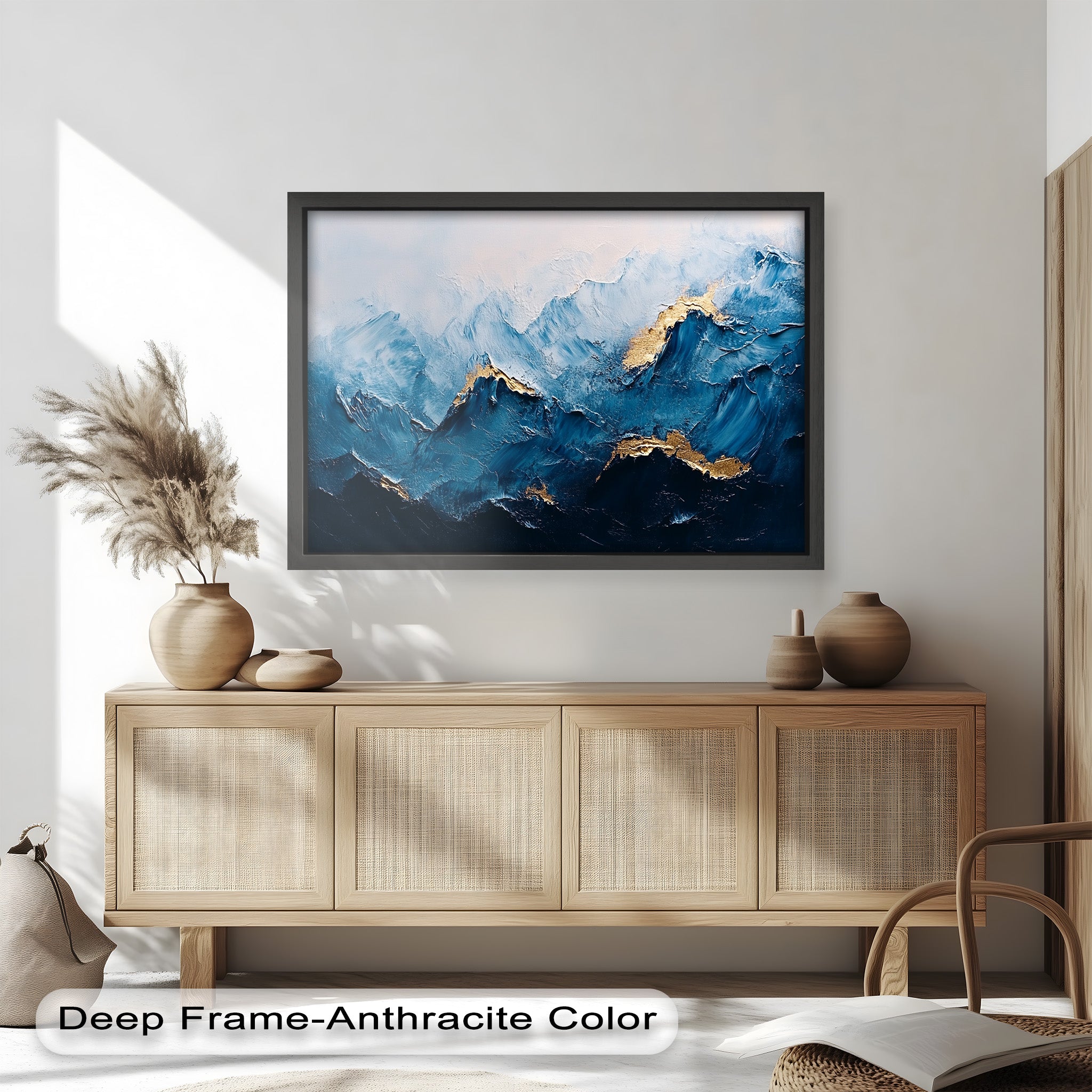 Blue Ridge Art - Handmade Abstract Mountain Oil Painting on Canvas for Home & Office Wall Decor