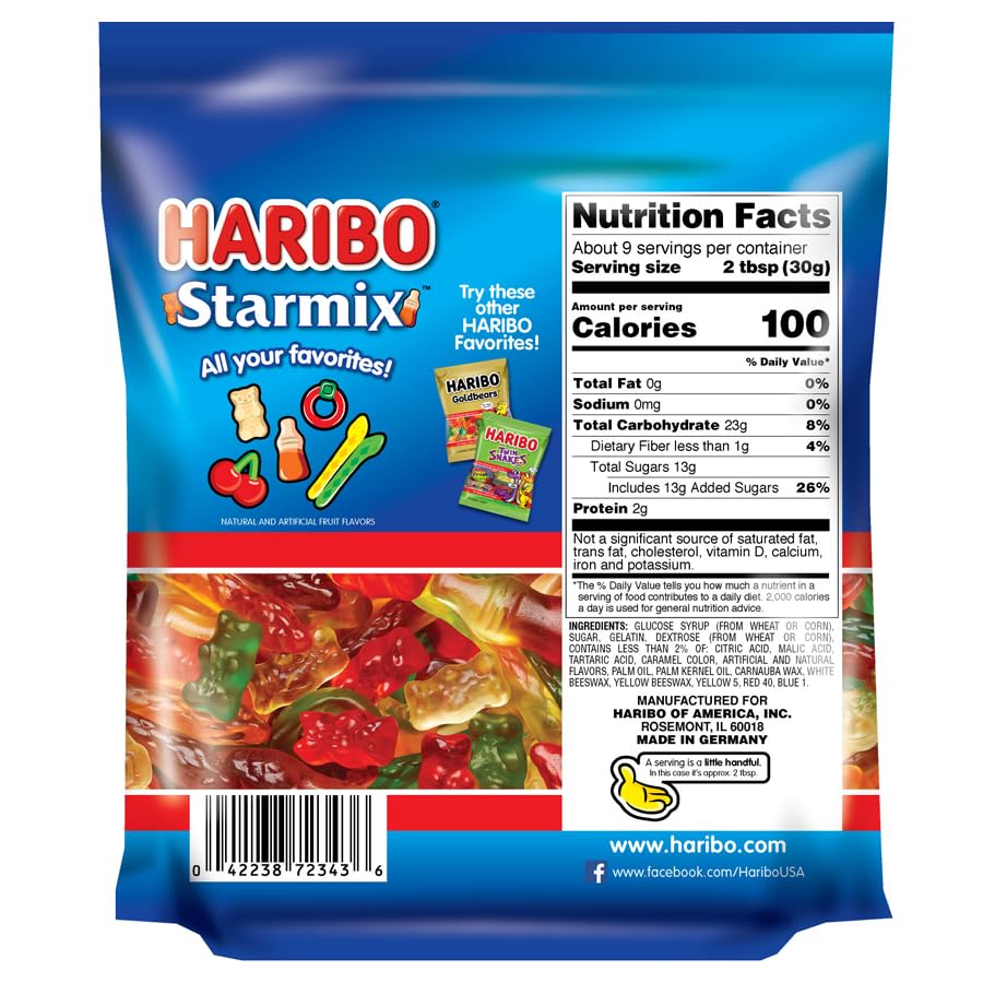 HARIBO Starmix Gummy Candy 9oz - Assorted Fruity Flavors for Snacking & Sharing