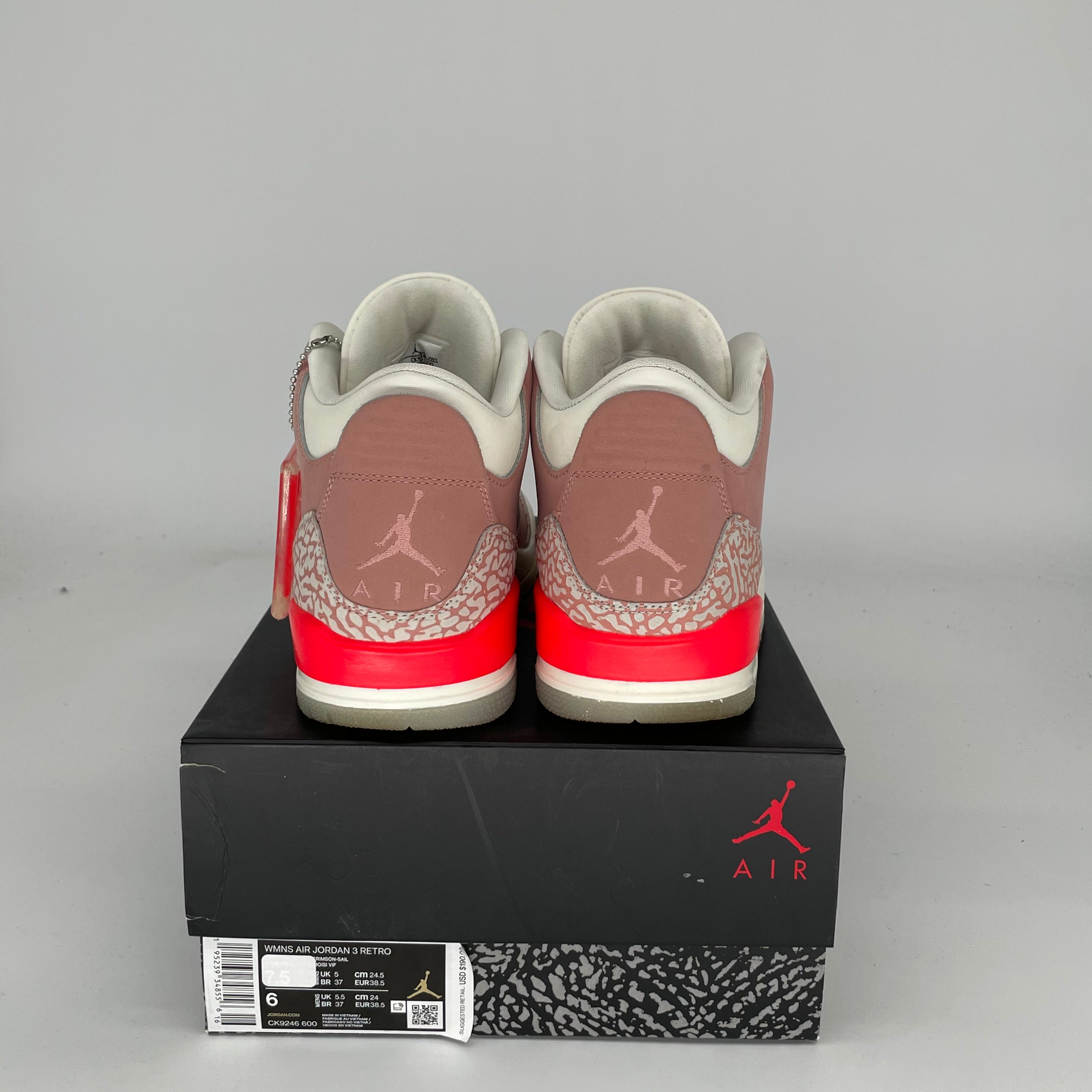 AIR JORDAN 3 Rust Pink Women's Shoes Size 6/7.5W - Retro Basketball Sneakers CK9246-600 | Perfect for Casual Wear, Street Style & Sneaker Collectors