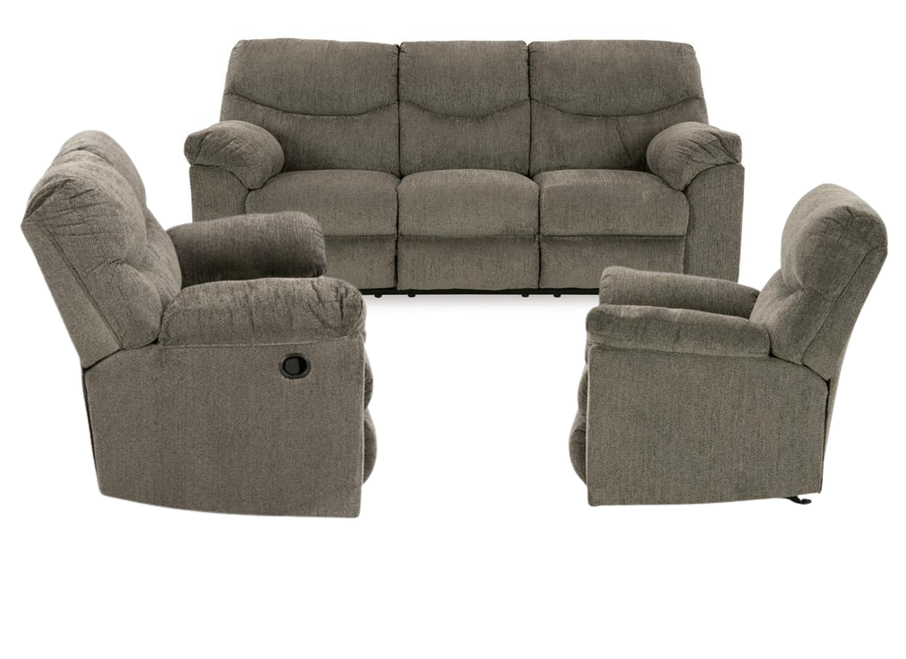 Alphons Reclining Sofa Set - 3-Piece Sectional with Loveseat and Chair in Putty Beige Fabric - Perfect for Living Room, Home Theater & Family Gatherings