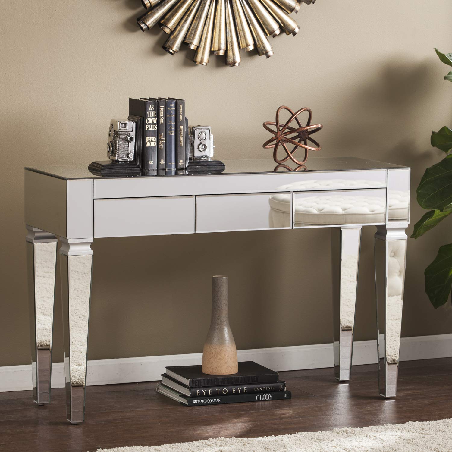 Modern Mirrored Console Table - Elegant Entryway & Living Room Furniture for Home Decor - Perfect for Hallway, Foyer & Bedroom Storage