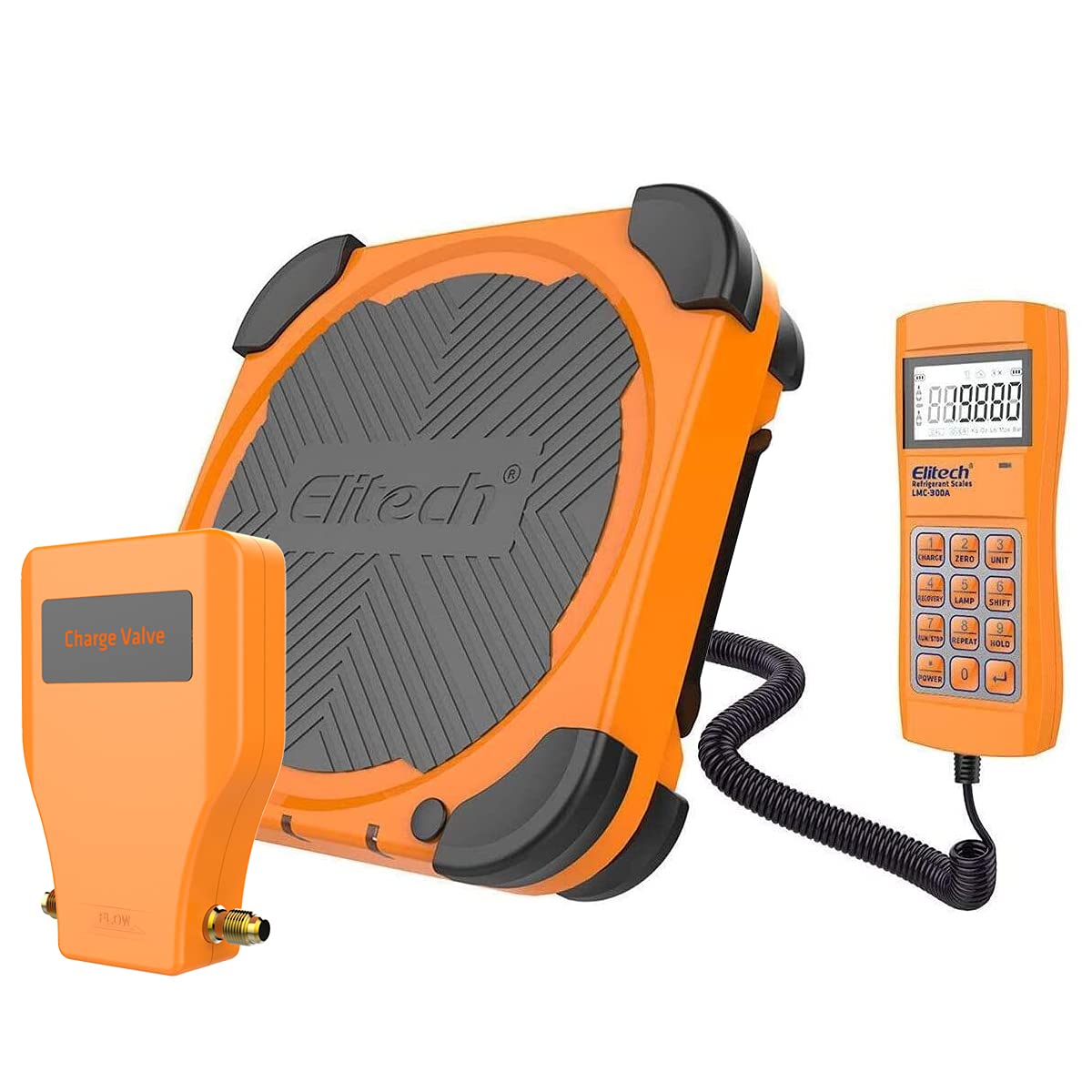 Elitech LMC-300A Digital HVAC Refrigerant Charging Scale - 330lb Capacity, Auto Open/Stop Valve for Freon Recovery & AC Recharging - Perfect for HVAC Technicians & Automotive AC Repair