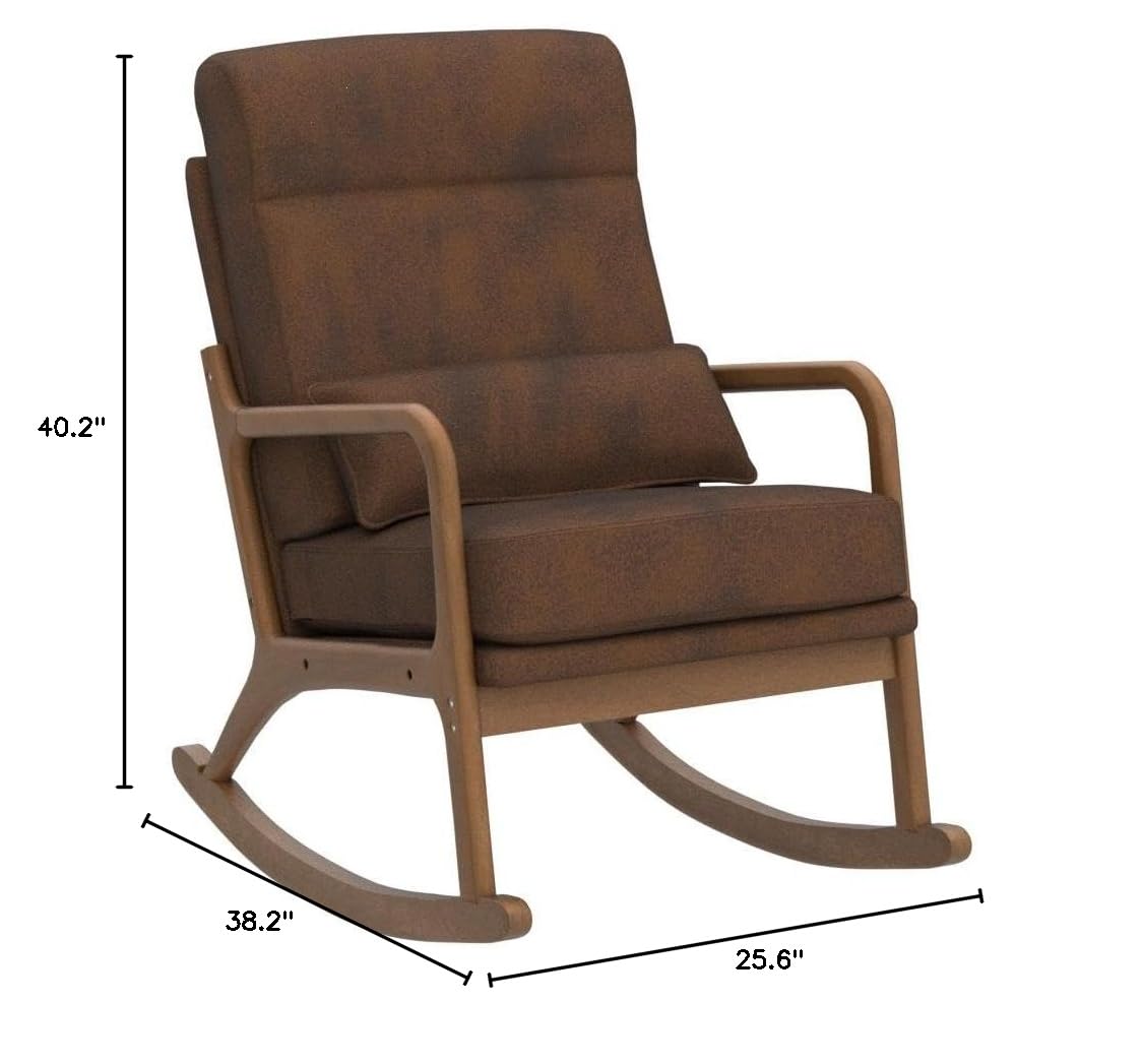 SEALAMB Rocking Chair with Lumbar Support - Nursery Glider Rocker for Moms & Seniors, High Back Comfort Armchair for Living Room, Bedroom - Perfect for Nursing, Reading & Relaxation