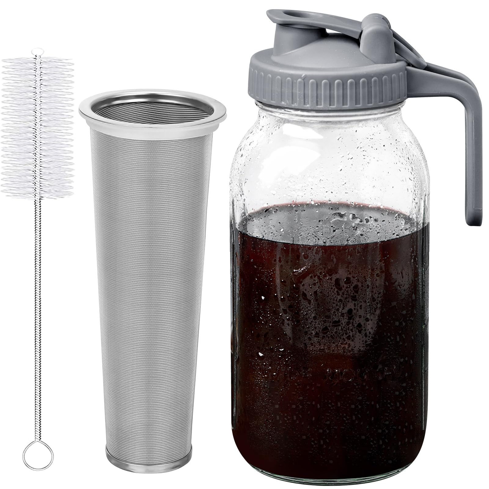 Stainless Steel Cold Brew Coffee Maker 64oz - Leakproof & Easy Clean for Home & Office