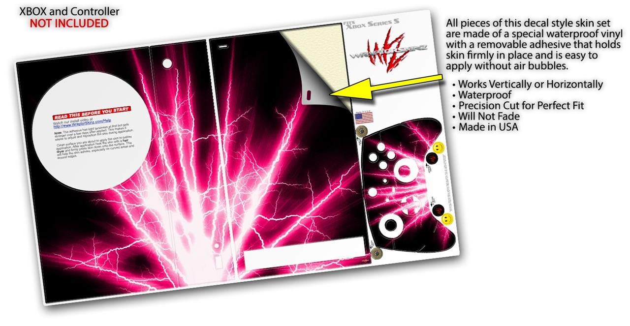 XBOX Series S Console & Controller Vinyl Wrap Skin Decal - Lightning Pink | Protective Custom Gaming Skin for XBOX Series S | Perfect for Gaming Setups, Streamer Backgrounds & Personalization