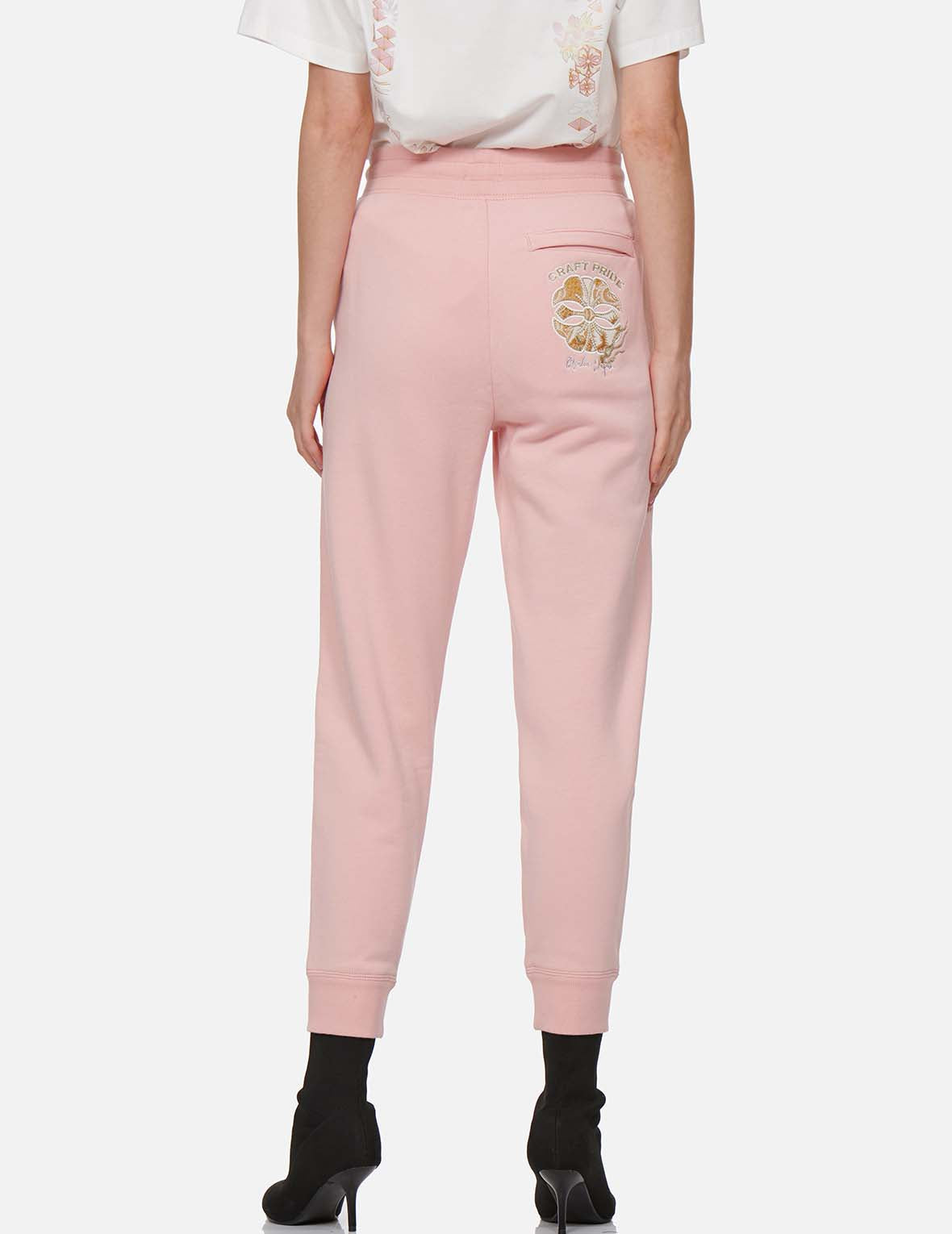 Stylish Brocade Kamon Appliqué Sweatpants - Japanese Traditional Design Joggers for Men & Women | Perfect for Yoga, Lounge & Casual Wear