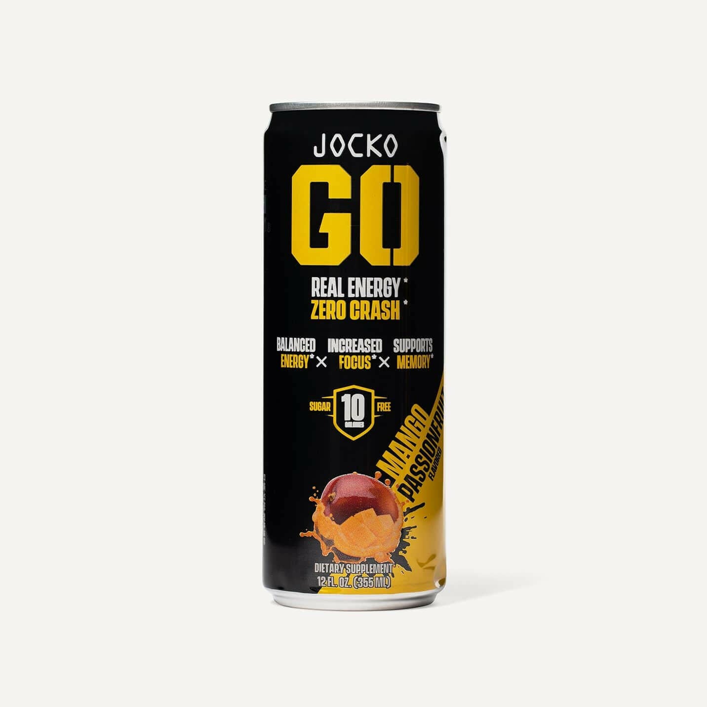 JOCKO GO Energy Drink - 12 Pack | Sugar-Free Pre Workout & Post Workout Supplement | Boost Energy & Focus for Gym, Running & Fitness