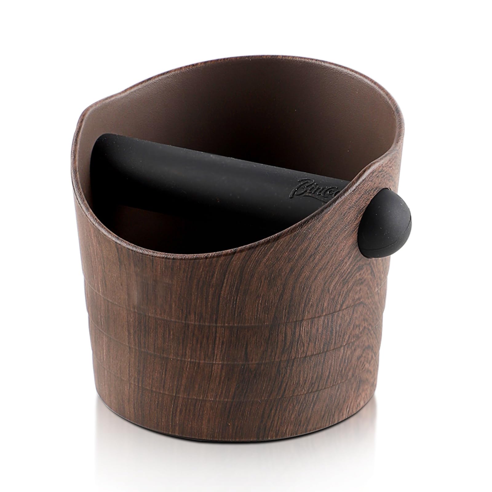 Bincoo Mini Coffee Knock Box 4.5 Inch - Compact Espresso Grounds Container for Home & Bar Use - Durable Brown Knock Box for Coffee Brewing Accessories | Perfect for Kitchen Counter & Coffee Station Organization