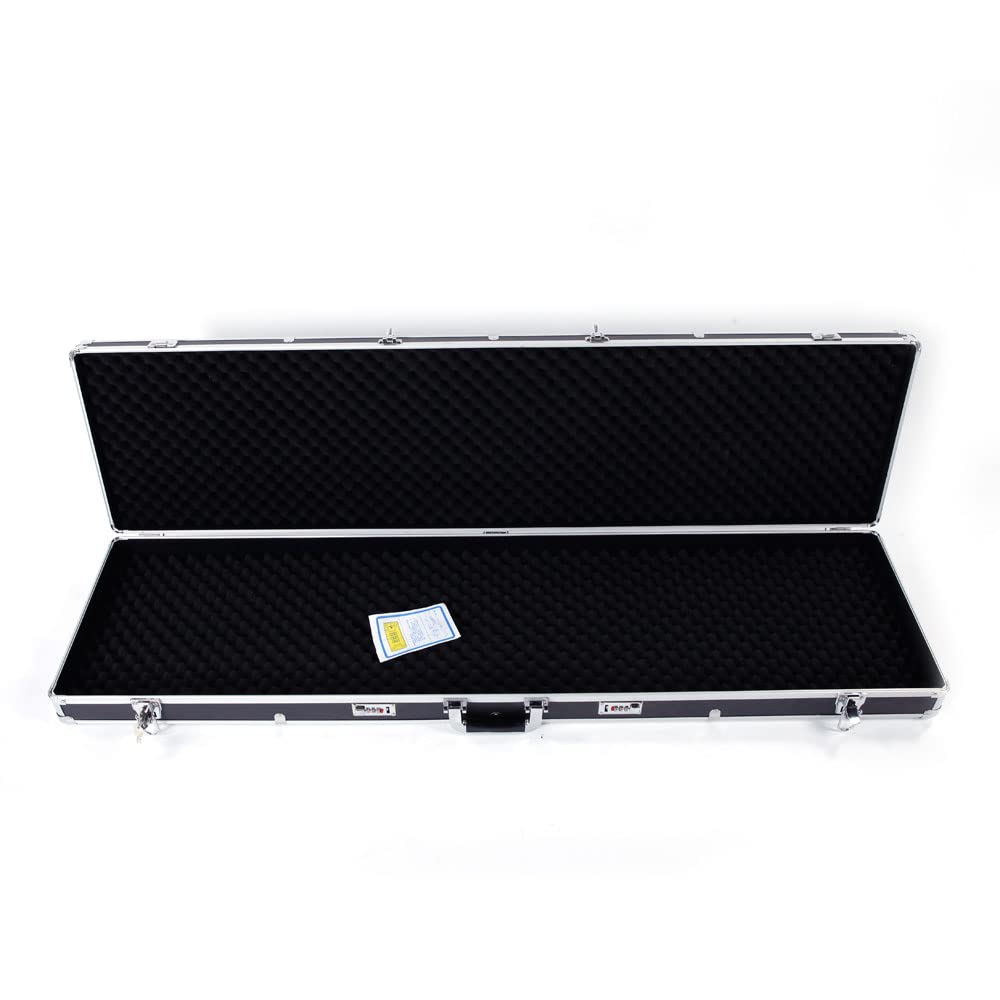 Tactical Aluminum Rifle Gun Case - Lockable Portable Shotgun Storage Box with Padded Foam Interior & Non-Slip Handle - Secure Handgun Lock Box for Firearms & Ammunition - Black | Perfect for Range Transport, Hunting Trips & Home Gun Safe Storage