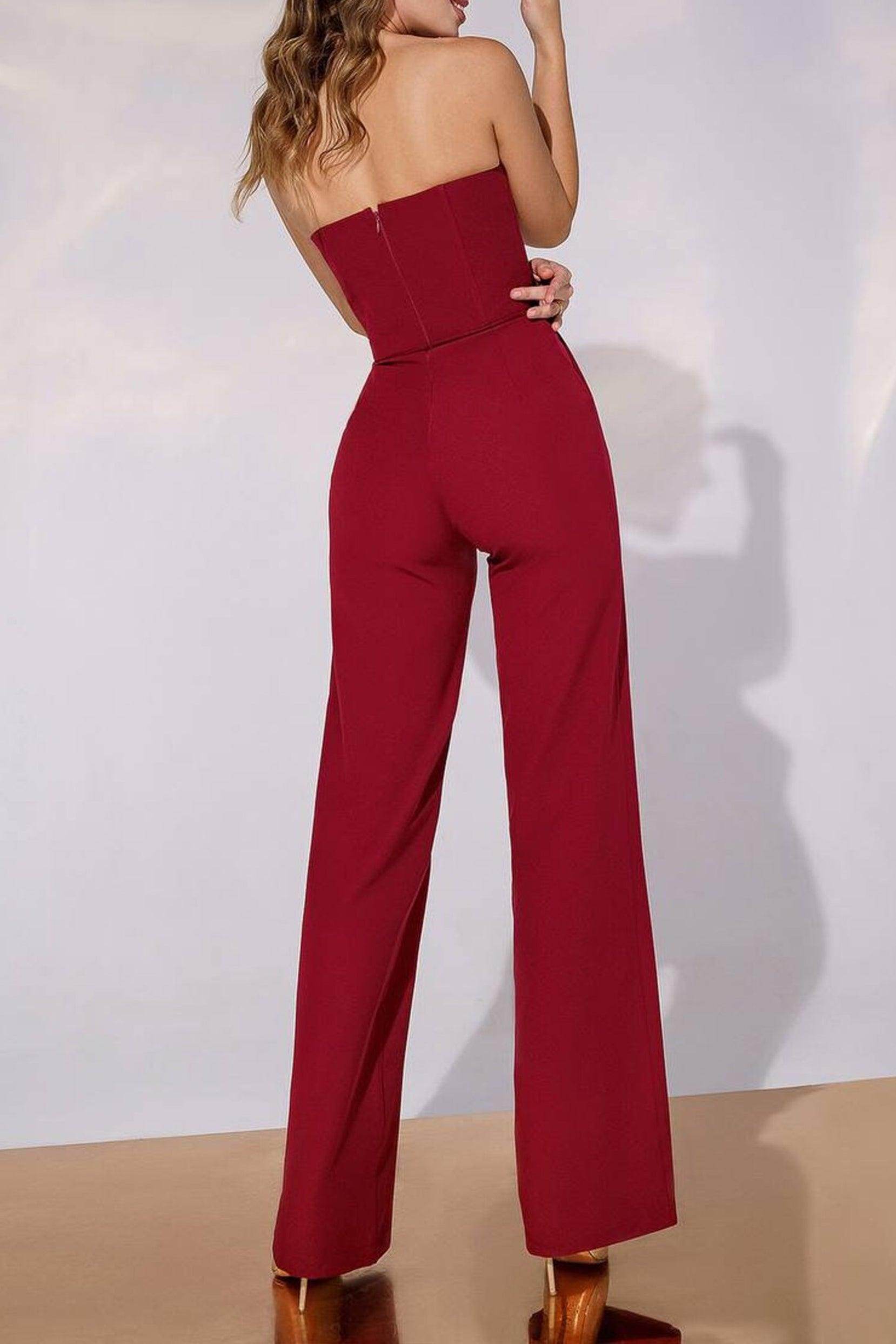 Elegant Long Twisted Silk Jumpsuit Dress - CG0175 for Women | Formal Evening Wear & Special Occasions