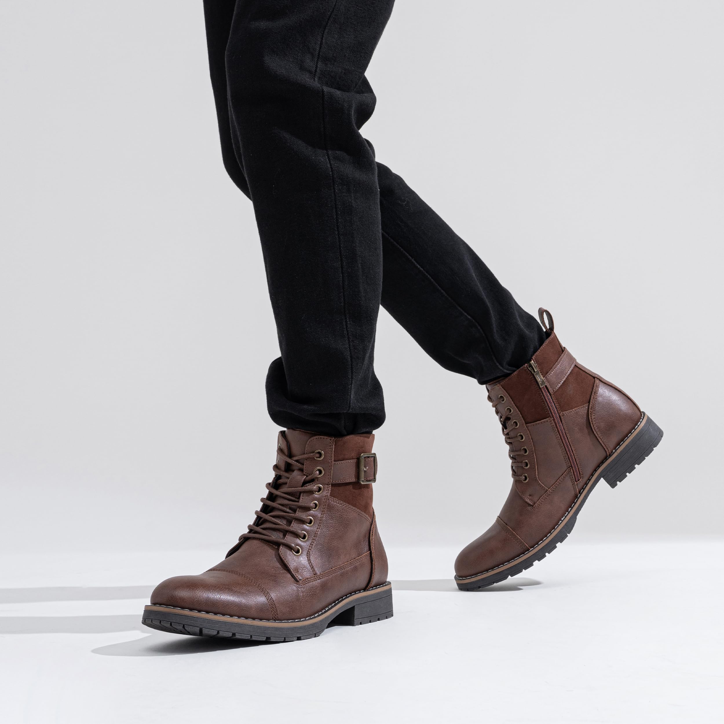 Vostey Men's Casual Motorcycle Combat Ankle Boots - Stylish Dress Boots for Everyday Wear & Outdoor Activities