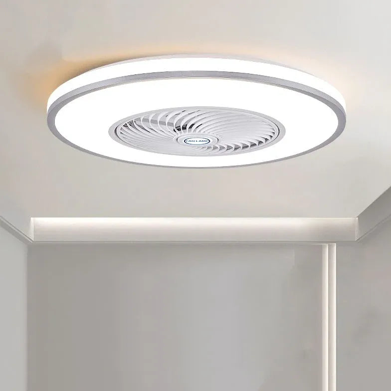 Dual Tone Round Ceiling Fan with LED Light - Modern Indoor/Outdoor Cooling for Living Room, Bedroom, Patio