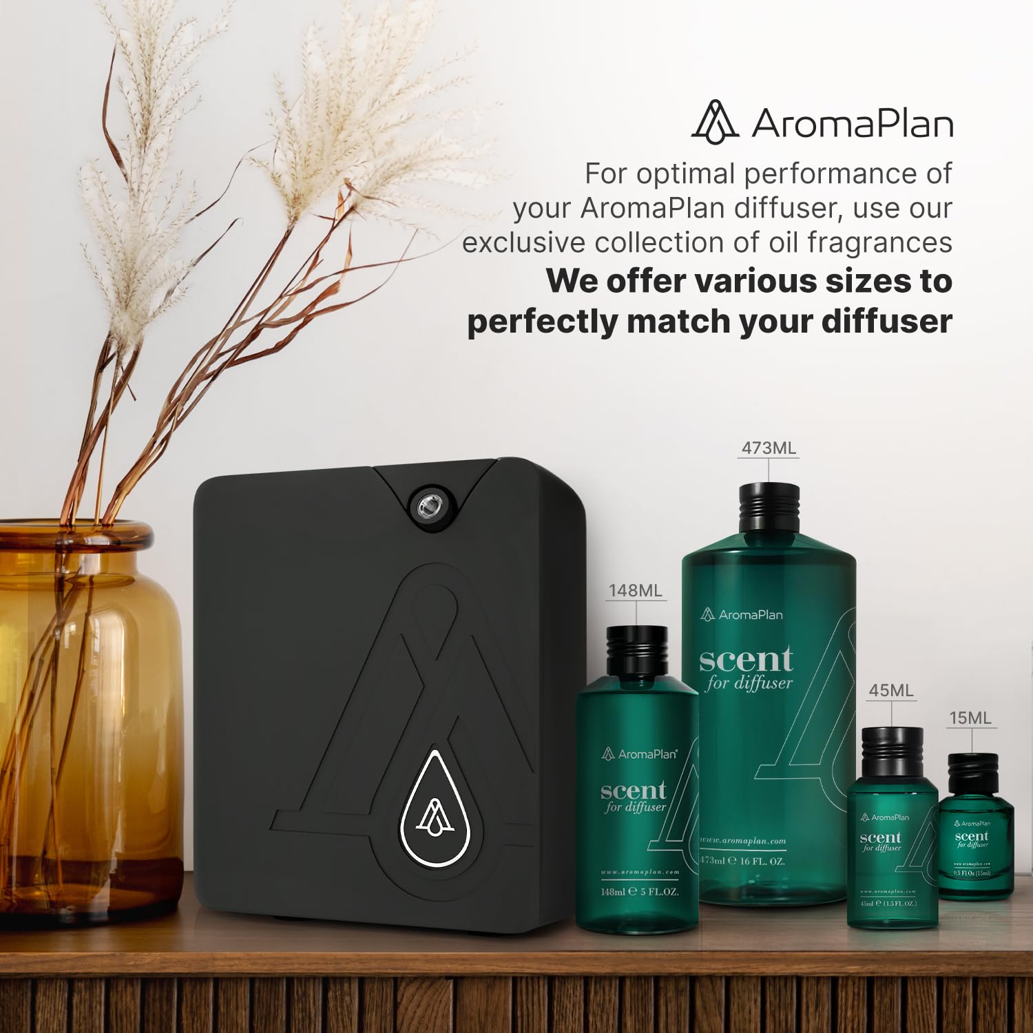 AromaPlan Bluetooth Smart Scent Air Machine - Waterless Diffuser with Cold Air Technology for Home, Hotel, Spa & Office - Hotel Collection Whole House Fragrance Diffuser (Black) - Perfect for Aromatherapy, Relaxation & Creating Inviting Spaces
