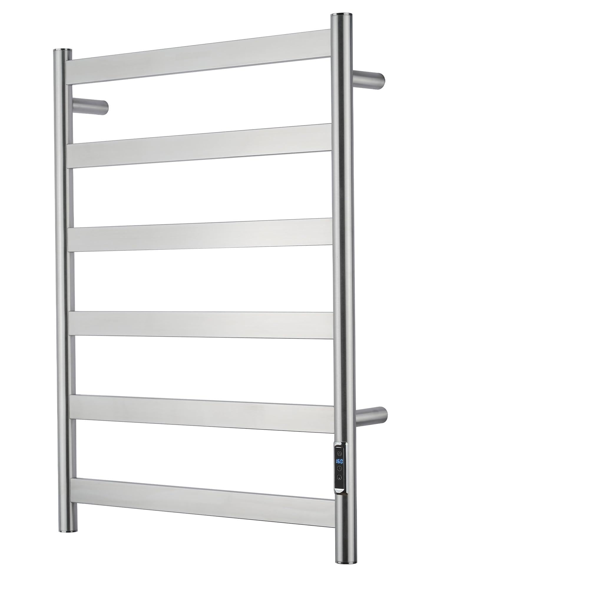 Electric Towel Warmer with Timer - Wall Mounted Bathroom Heated Towel Rack, Plug-in Design & Stainless Steel Finish (Model ETW83A) - Keep Towels Warm & Cozy for Spa, Hotel, or Home Bathroom Use