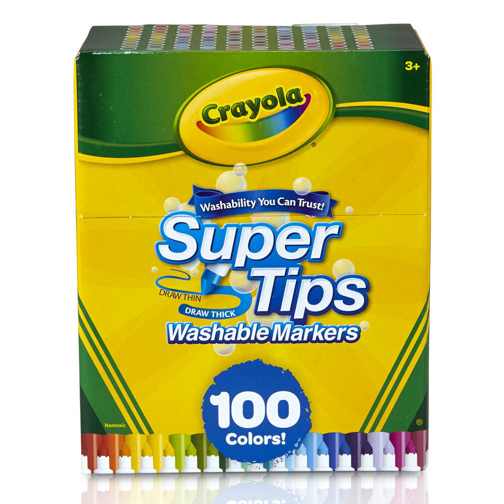 100-Piece Crayola Super Tips Washable Markers Set - Vibrant Colors for Kids Ages 3+ - Perfect for Art Projects, School Supplies & Creative Drawing at Home