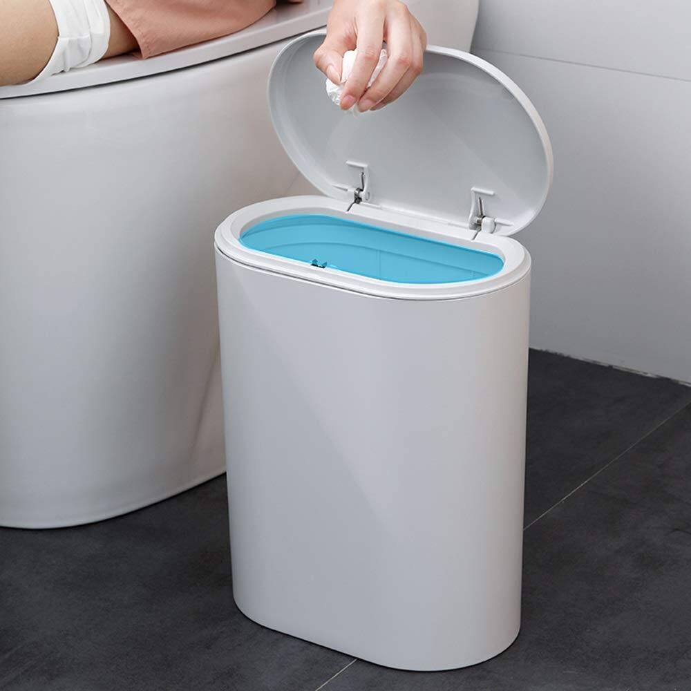 Mini Rectangular Plastic Trash Can with Lid - Large Capacity Indoor/Outdoor Garbage Bin for Home, Office & Commercial Use - Odor Control & Durable White Waste Storage Container