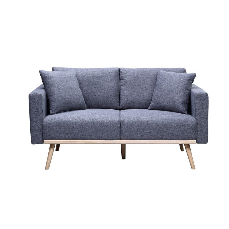 Easton Dark Gray Linen Fabric Sofa Loveseat Chair Set with USB Charging Ports, Storage Pockets & Throw Pillows - Modern Living Room Furniture for Small Spaces, Apartments & Cozy Home Decor