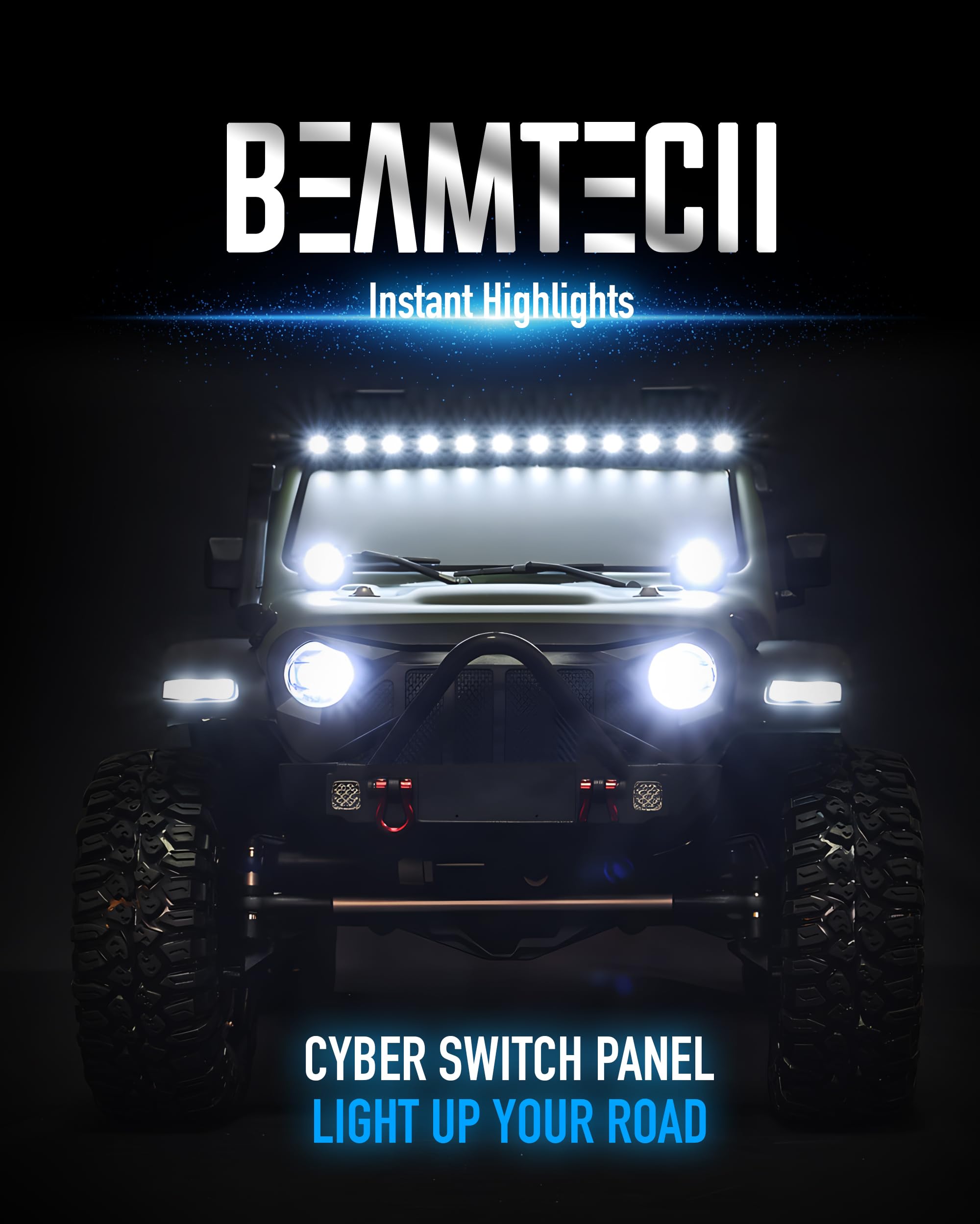 BEAMTECH 8 Gang RGB Switch Panel with Momentary/Pulsed Control - LED Light Controller for Off Road ATV UTV Car Truck Van - Perfect for Vehicle Customization & Auxiliary Lighting Systems