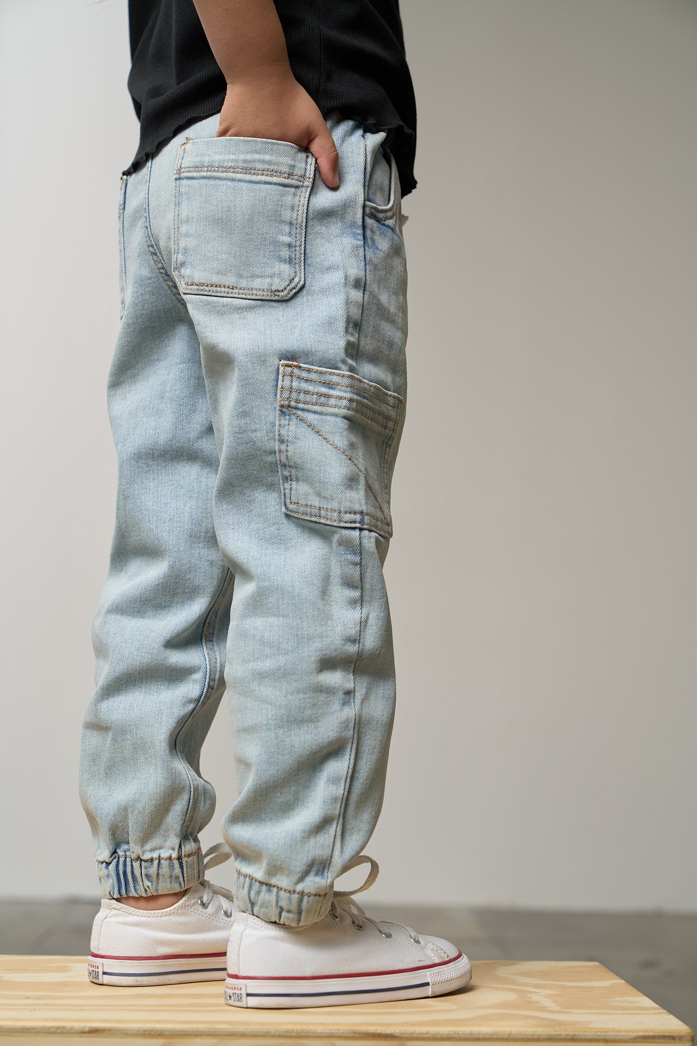 Stylish Light Wash Cargo Denim Joggers for Men - Comfortable & Trendy Casual Pants for Everyday Wear, Workout, or Outdoor Activities