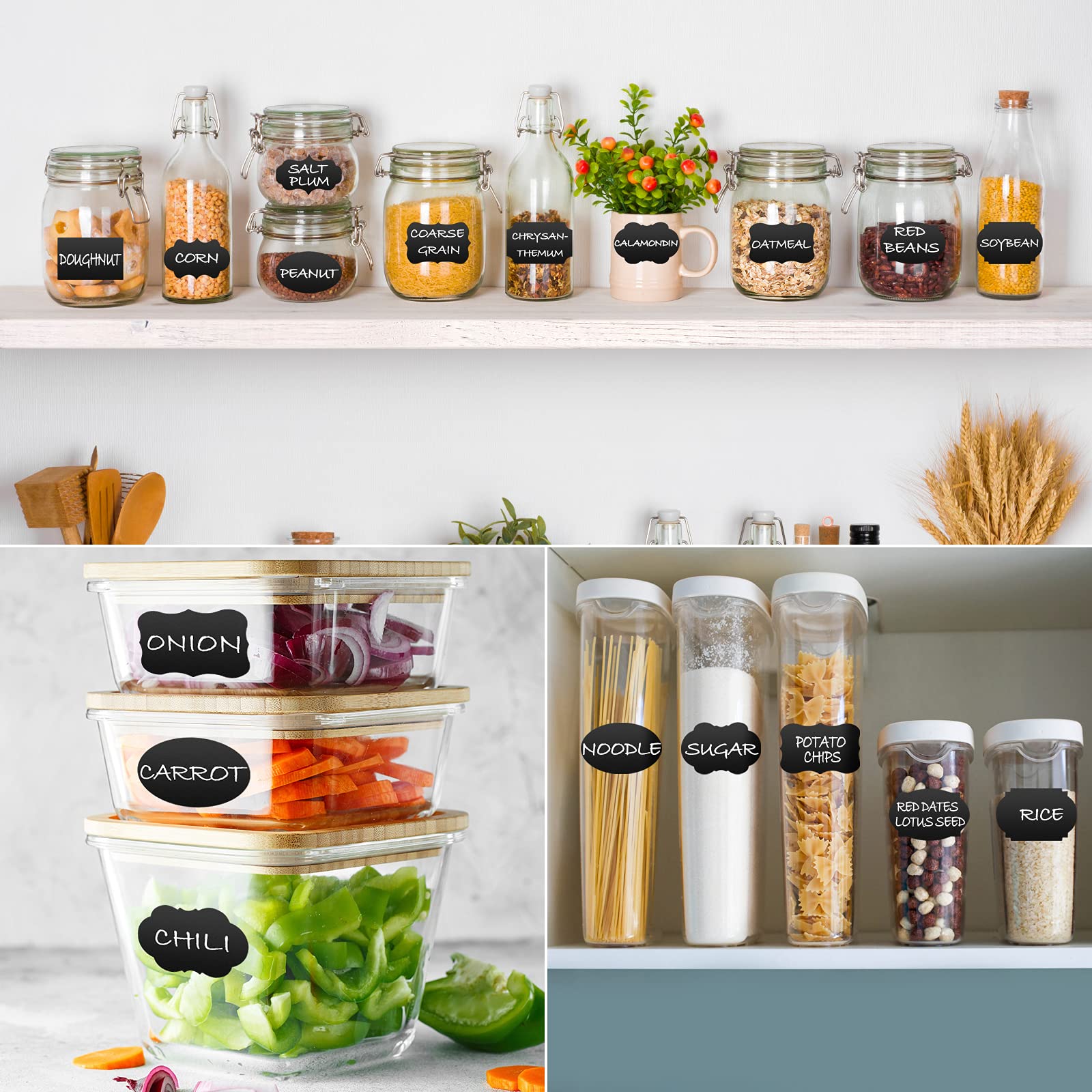 180pcs Reusable Waterproof Chalkboard Labels with 2 Free Erasable Chalk Markers - Mini Blackboard Stickers for Jars, Containers, Kitchen, Pantry, Office & Home Organization - Perfect for Labeling Spices, Storage Boxes & DIY Crafts