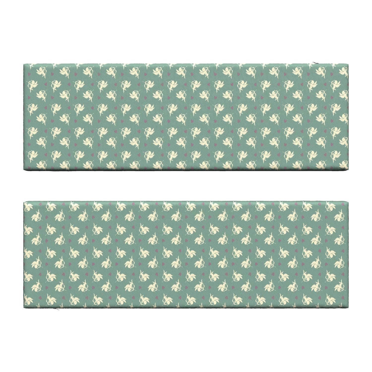Ambesonne Green Bench Cushion Set of 2 - Greek Inspired Cupid Silhouette & Hearts Print Decorative Foam Seat Cushions (45