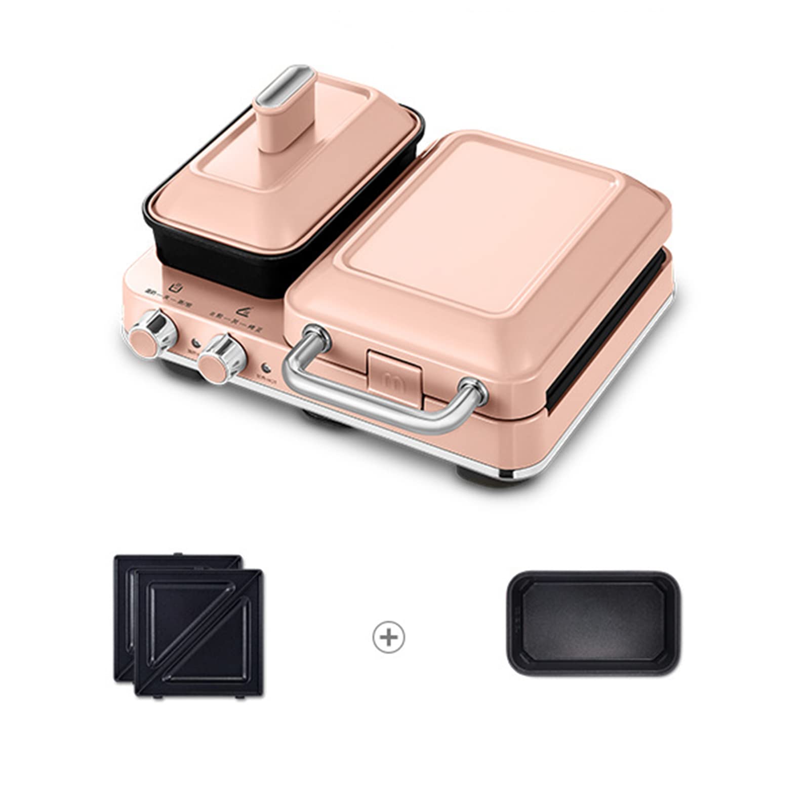 VGAGV Mini 2-in-1 Sandwich Maker & Waffle Iron - 1100W Portable Panini Press Grill with Detachable Non-Stick Plates & Cool-Touch Handle - Perfect for Breakfast, Snacks, and Office Lunches
