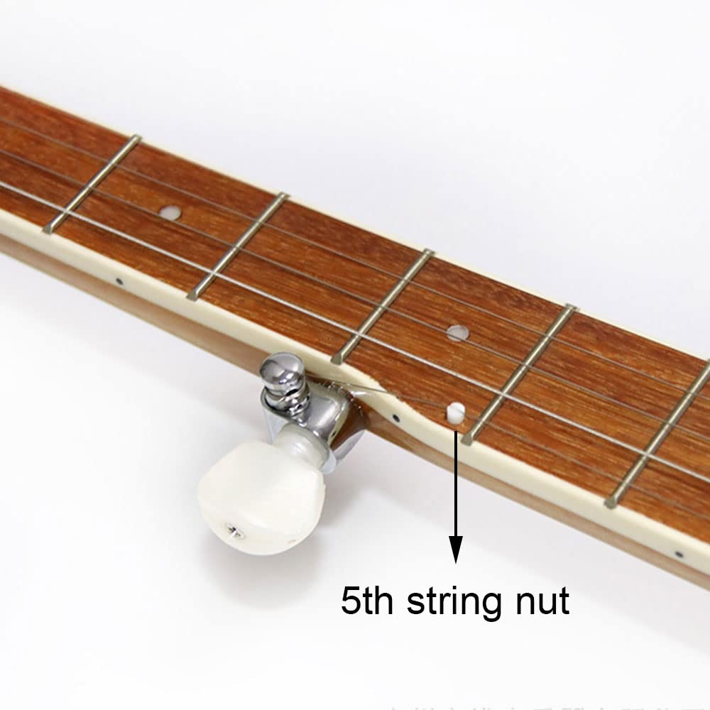 Premium Bone Banjo Top Nut & 5th String Nut for 5-String Banjo - Perfect for Replacement & Professional Setup - Ideal for Bluegrass, Folk & Country Musicians