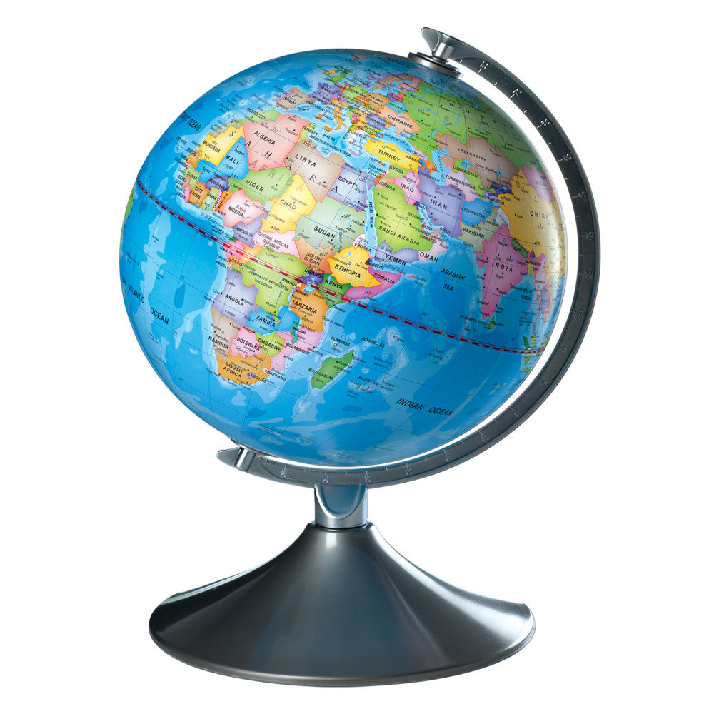 Brainstorm Toys 2-in-1 Illuminated Globe with Earth Map & Star Constellations - Silver Stand for Kids Room Decor & Astronomy Learning