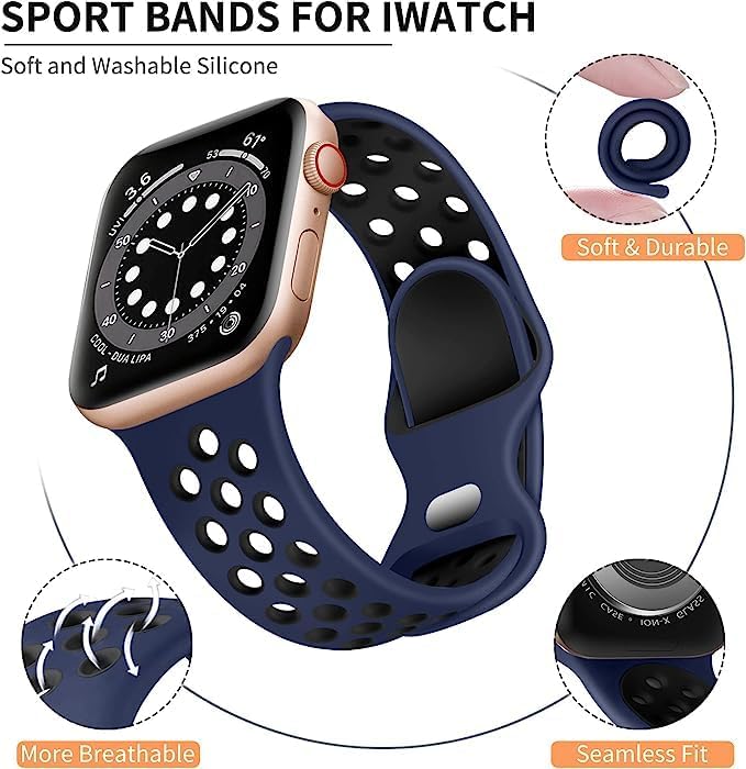Lerobo Sport Band for Apple Watch Series 10/9/8/7/6/5/4/3/2/1 & Ultra (49mm/44mm/45mm/46mm) - Soft Silicone Replacement Strap for Men & Women - Perfect for Workouts, Running & Daily Wear