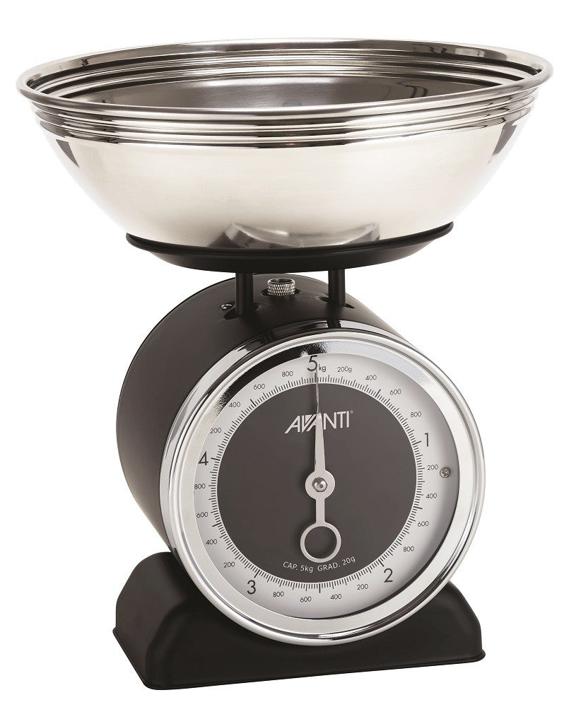 Avanti Vintage Mechanical Scales - Classic Black Retro Kitchen Scale for Baking, Coffee, and Postal Weighing | Accurate Analog Balance for Home & Office Use