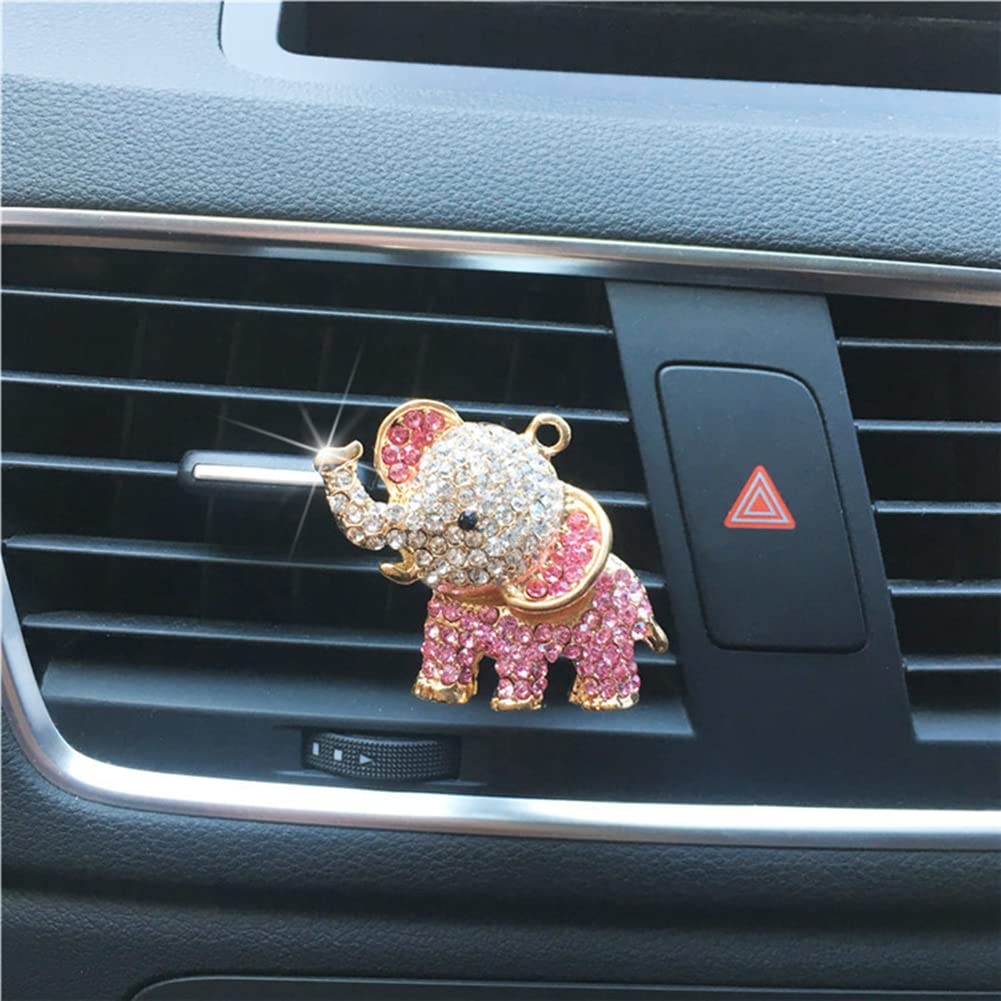 **Zcargel Bling Rhinestone Elephant Car Vent Clip - Car Perfume Diffuser & Aromatherapy Air Freshener - Elegant Auto Interior Decor for Women - Perfect for Gifts, Travel & Daily Commute**