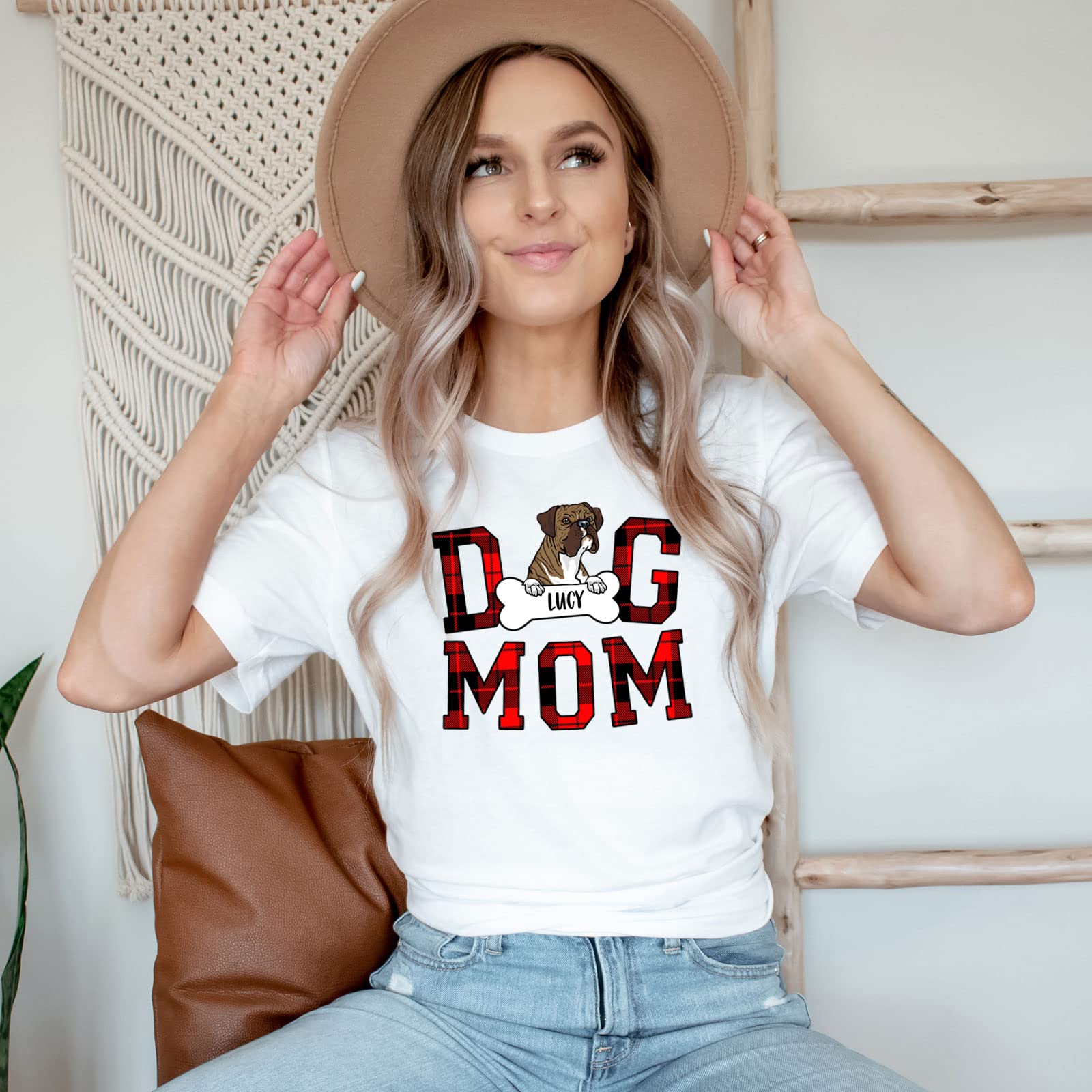 Personalized Boxer Dog Mom T-Shirt - Cute Funny Boxer Dog Lover Gift for Women - Perfect for Birthdays, Mother's Day & Dog Lovers