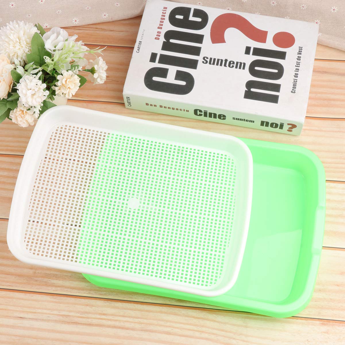 Premium Food Grade Seed Sprouter Tray Set - 1 PC Wheatgrass Grower Kit with Seed Tray, Water Tray & Paper Growing Trays for Indoor Gardening, Microgreens, Sprouts & Healthy Home Farming