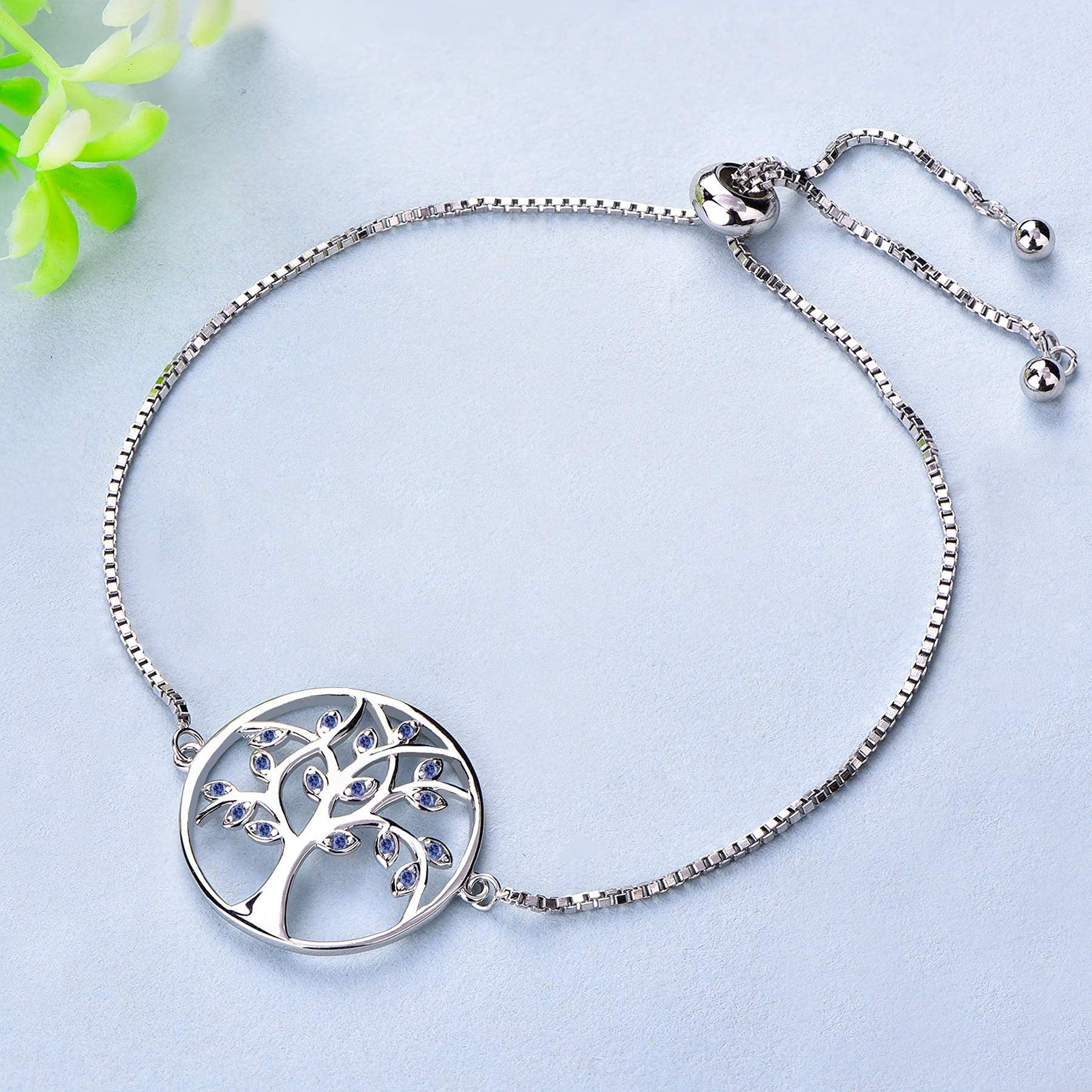 YL Tree of Life Pendant Necklace & 925 Sterling Silver Tanzanite Dangle Earrings Set - Round Family Jewelry Gift for Women | Perfect for Anniversaries, Birthdays, and Special Occasions