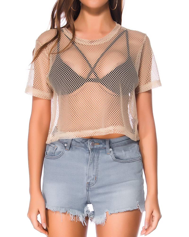 CLOZOZ Women's Mesh Fishnet See-Through Tops - Trendy Going Out Blouses for Nightlife & Parties | Perfect for Clubbing, Concerts & Date Nights