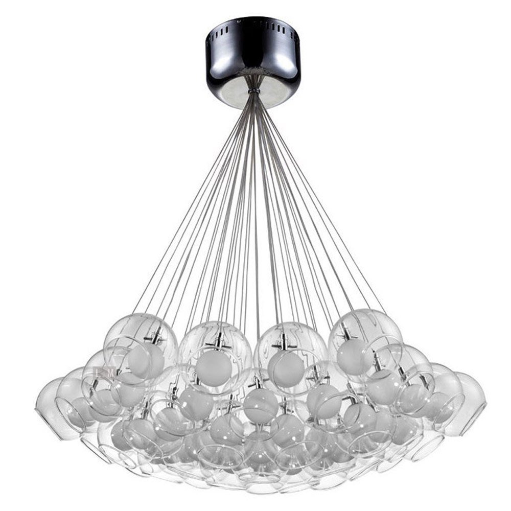 Luxury Bilayer Glass Bubble Chandelier - 37 Heads Modern Ceiling Pendant Light for Living Room, Dining Room, Staircase, Hotel & Parlor - Elegant Soap Bubble Design Fixture for Home Decor and Commercial Spaces
