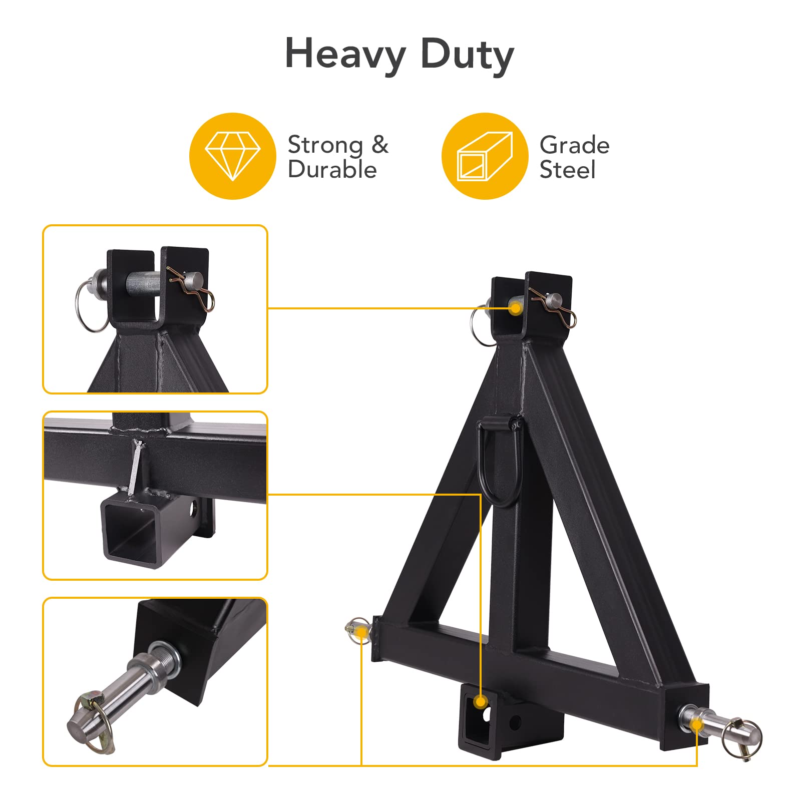 GARVEE 3 Point 2 Receiver Trailer Hitch - Category 1 Tractor Tow Drawbar Adapter - Compatible with Kubota BX, John Deere, LM25H WLM, NorTrac, Kioti, Yanmar & Cat Tractors - Perfect for Towing Trailers, Implements & Farm Equipment