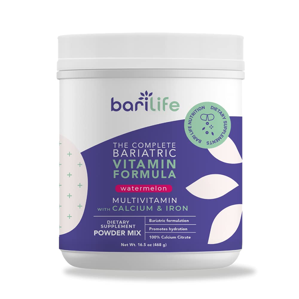 Bari Life Complete Bariatric Multivitamin with Iron - Powder Dietary Supplement for Gastric Sleeve Patients | Calcium Citrate, Multivitamin & Iron Formula | Watermelon Flavor (60 Servings) | Post-Surgery Nutrition & Weight Loss Support
