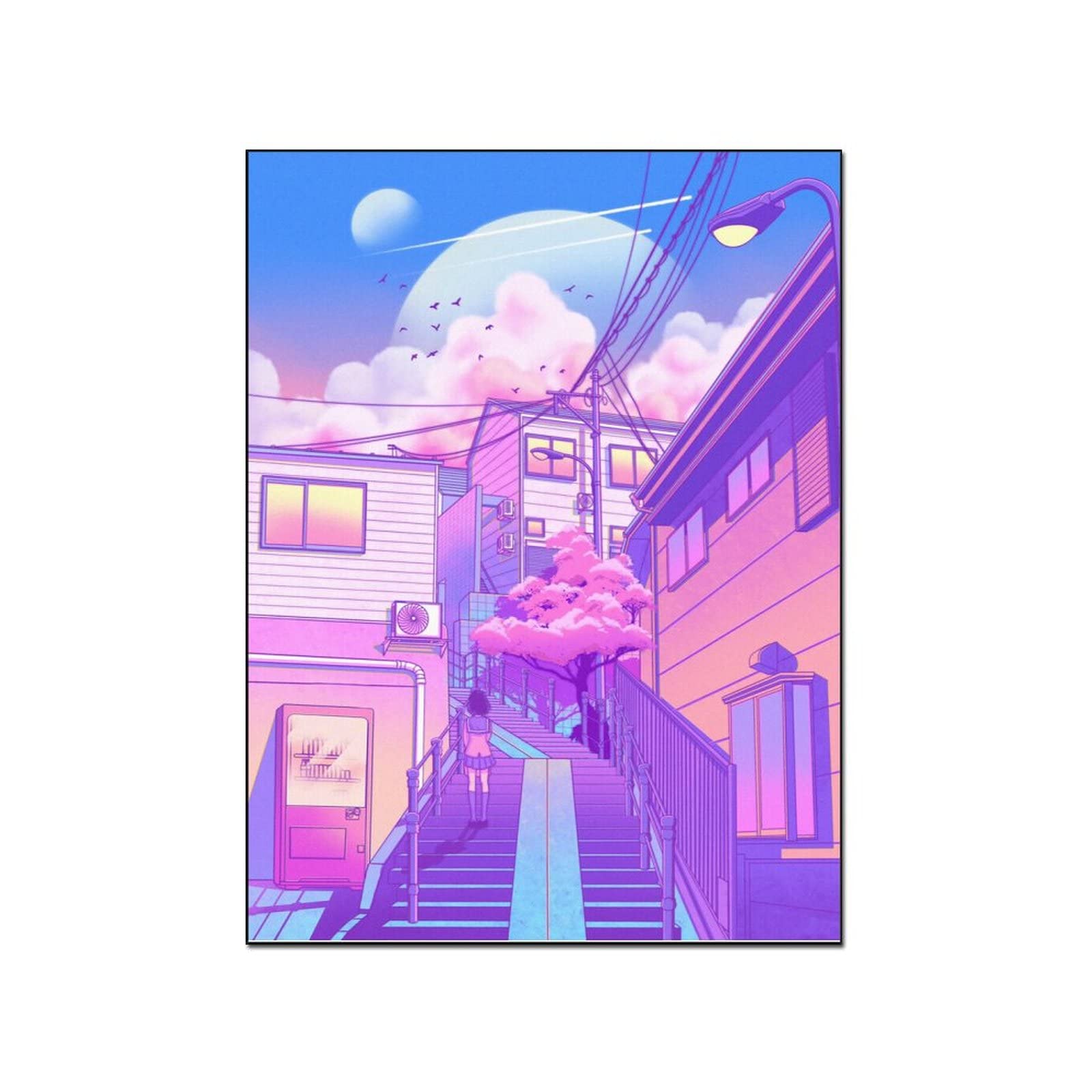 Tokyo City Pop Posters - Vintage Japanese Music Wall Art Canvas Painting for Bedroom, Living Room Decor - 12x16inch (30x40cm) Framed Style - Perfect for Retro Music Lovers & Urban Home Decor