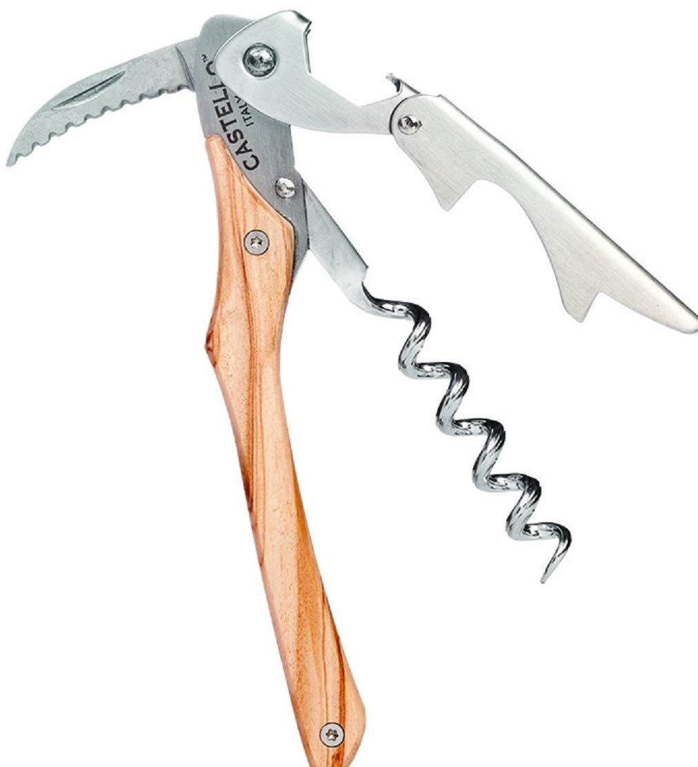 Castello™ Waiter's Corkscrew with Olive Wood Handle - Premium Wine Bottle Opener in Elegant Silver Gift Box - Perfect for Wine Lovers, Restaurants, and Gifts