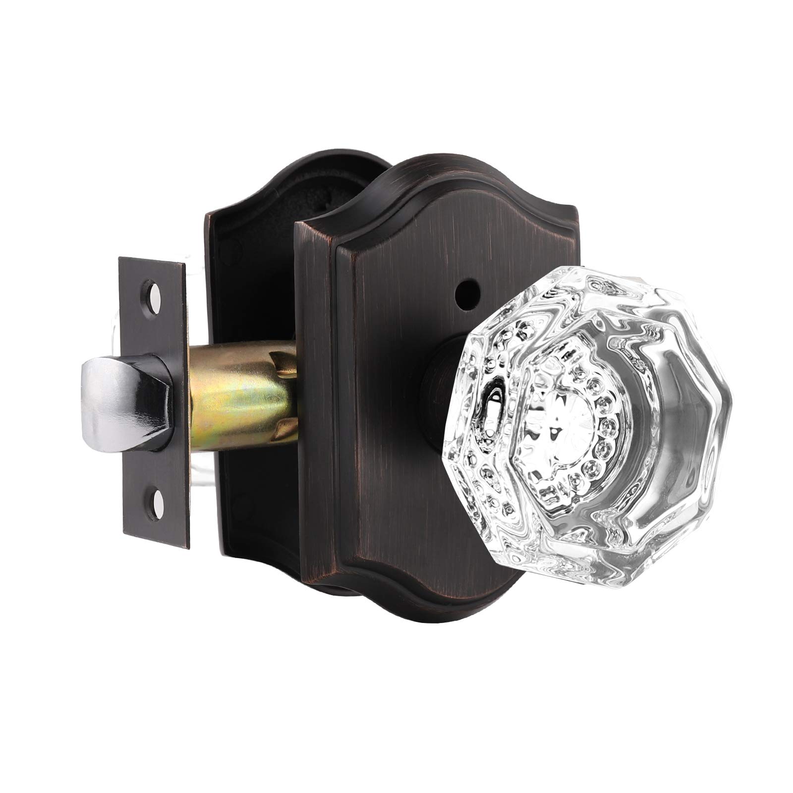 Gobrico Keyless Privacy Door Knob with Push Pin Lock - Heavy Duty Oil Rubbed Bronze Bathroom & Bedroom Door Handle (1 Pack) - Perfect for Interior Privacy Doors, Guest Rooms, and Home Security