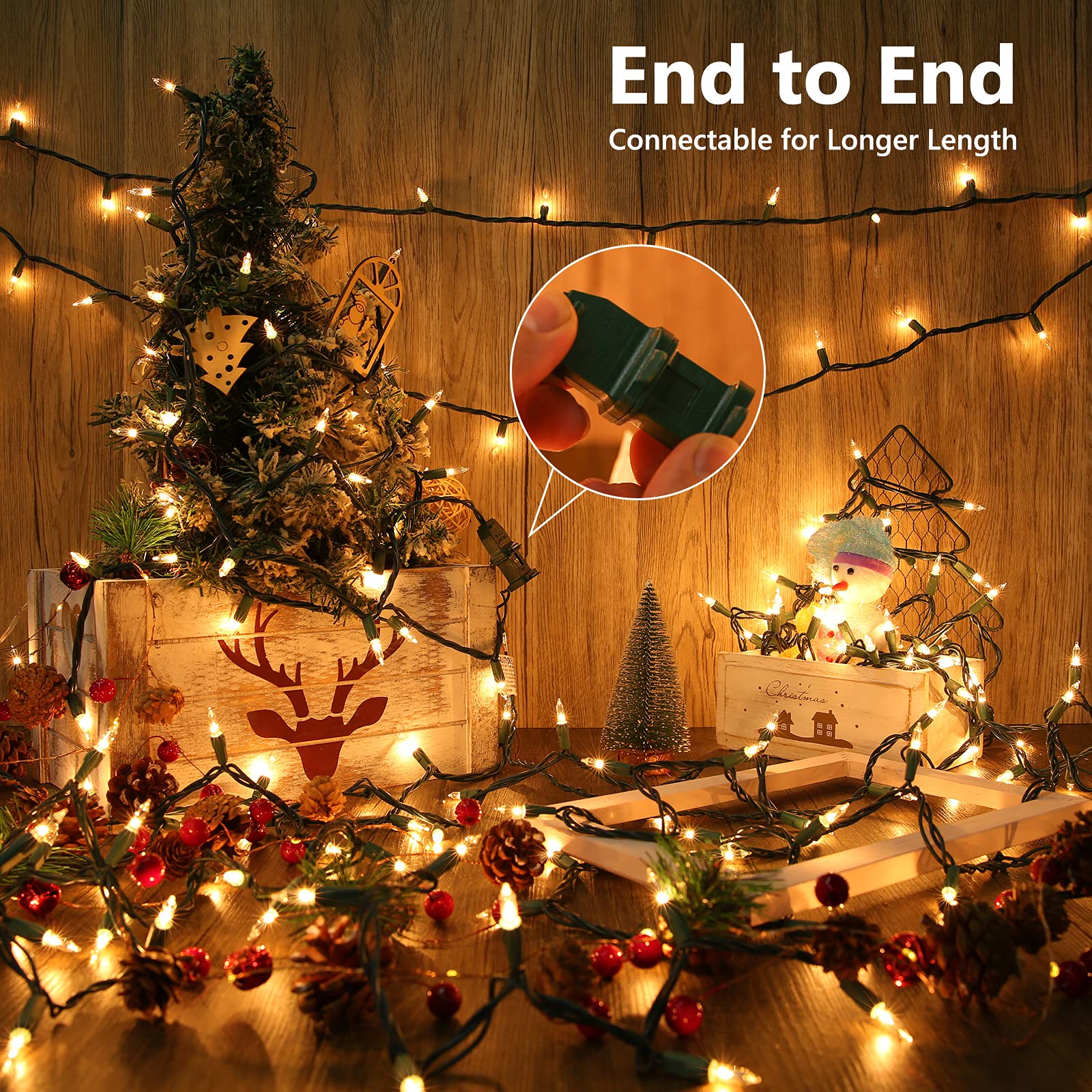 Toodour 50-Count Clear Christmas Lights - 12.5ft UL Certified Incandescent String Lights with Green Wire, Warm White Mini Bulbs for Indoor & Outdoor Use - Perfect for Home Decor, Holiday Parties, Christmas Tree, New Year Celebrations, and Festive Lighting