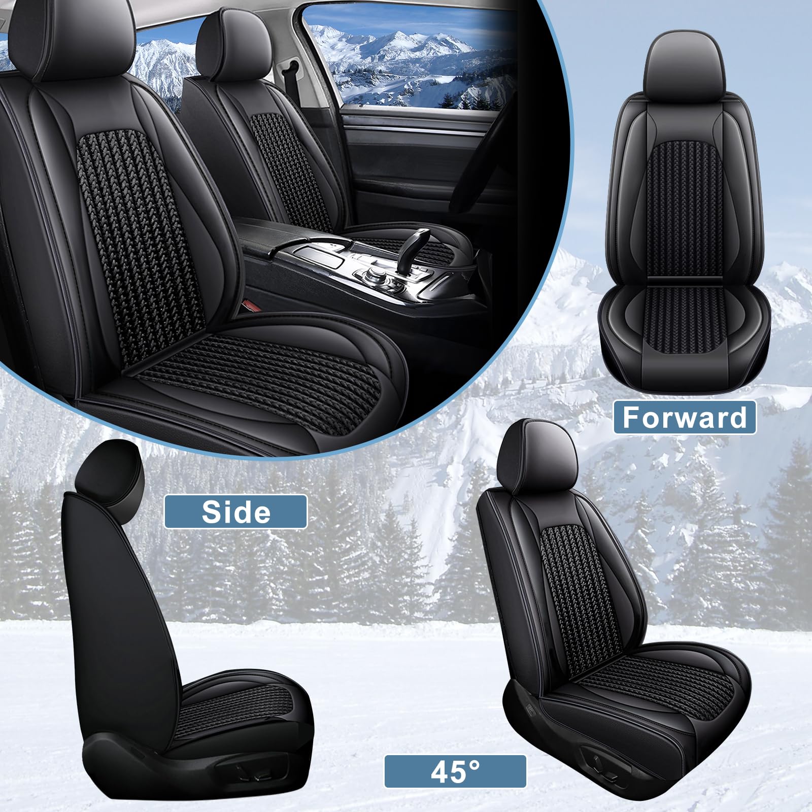 TTX LIGHTING Breathable Car Seat Covers for Jeep Gladiator 2020-2025 - Premium Leather & Ice Silk Material, Waterproof Front Seat Protectors (Black) | Perfect for Off-Road Adventures & Daily Commutes