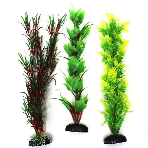 3 Pack Plastic Aquarium Plants for Fish Tank Decor - Realistic 16 Inch Underwater Plants for Freshwater & Saltwater Aquariums - Perfect for Betta Fish, Goldfish, Shrimp Tanks & Aquatic Decorations